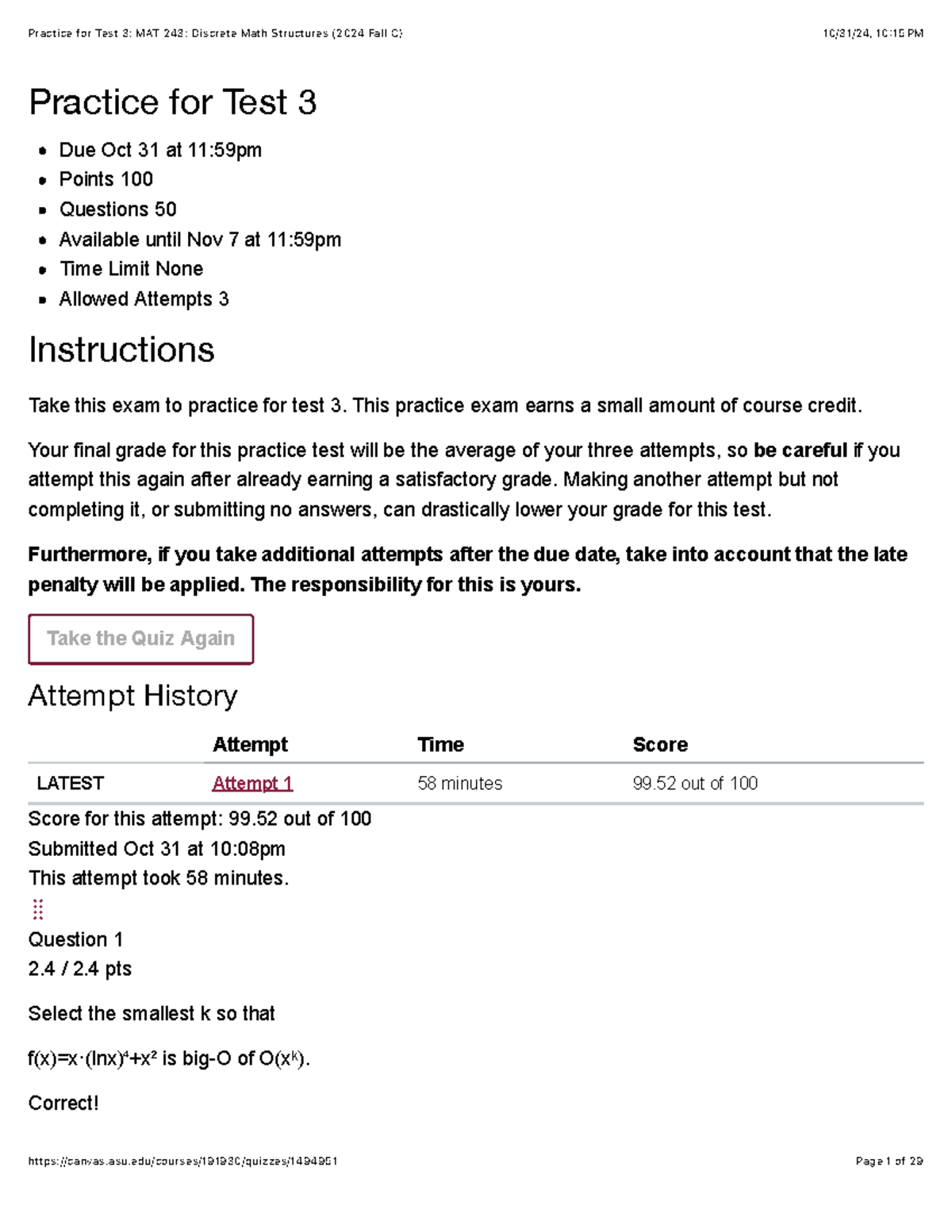 Practice for Test 3 MAT 243 Discrete Math Structures (2024 Fall C ...