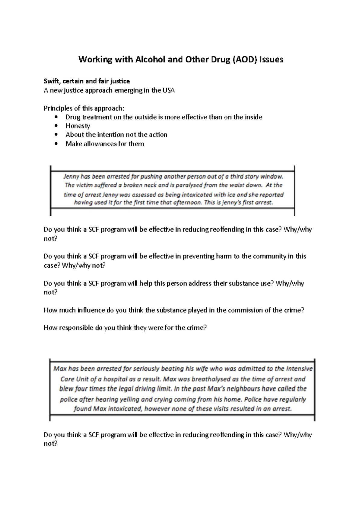 Week 7 - Working with Alcohol and Other Drug - Working with Alcohol and ...
