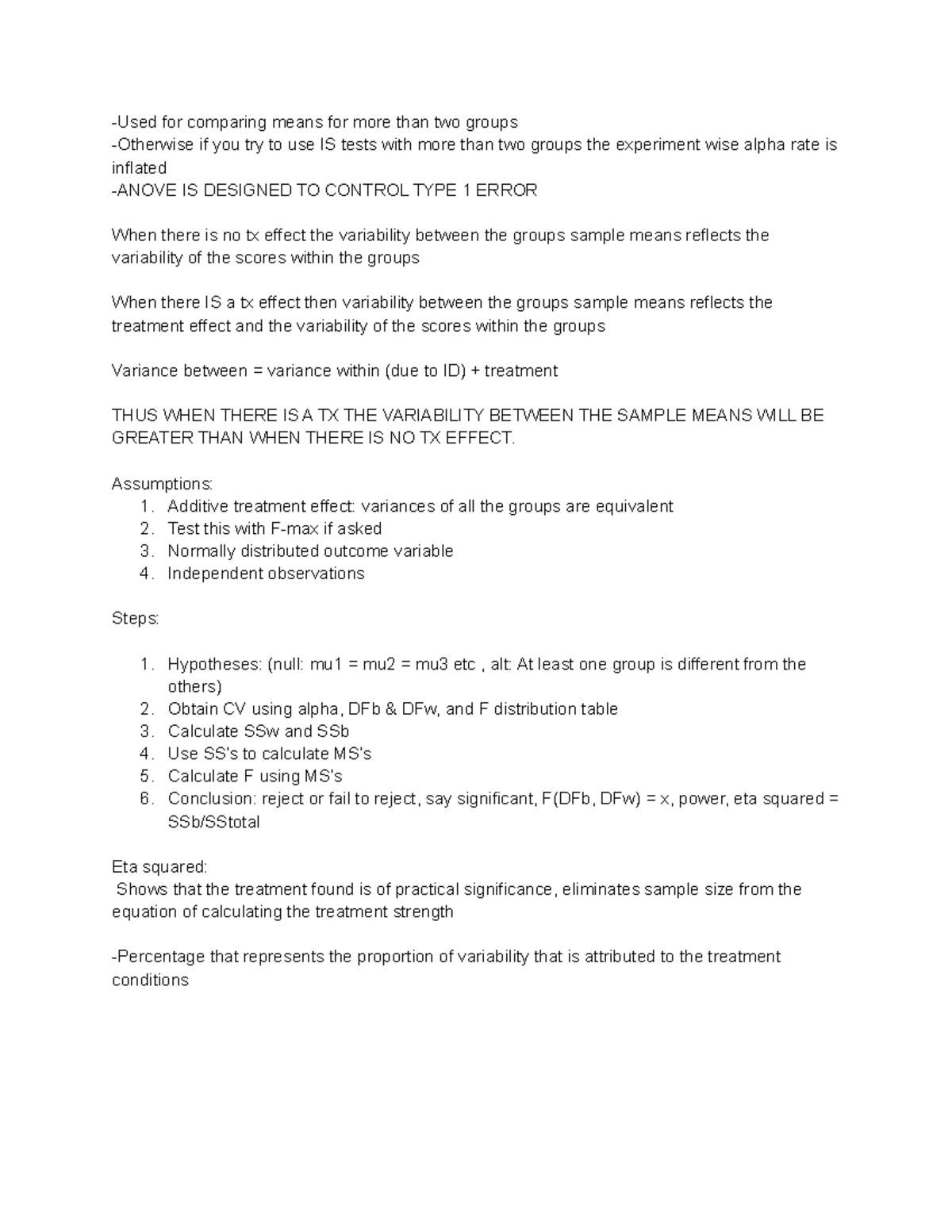 Anova - Analysis of variances statistics cheat sheet for Professor ...
