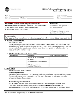 ACC-148-TG4 - notes - Teacher’s Guide Module # 4 Name: - Studocu