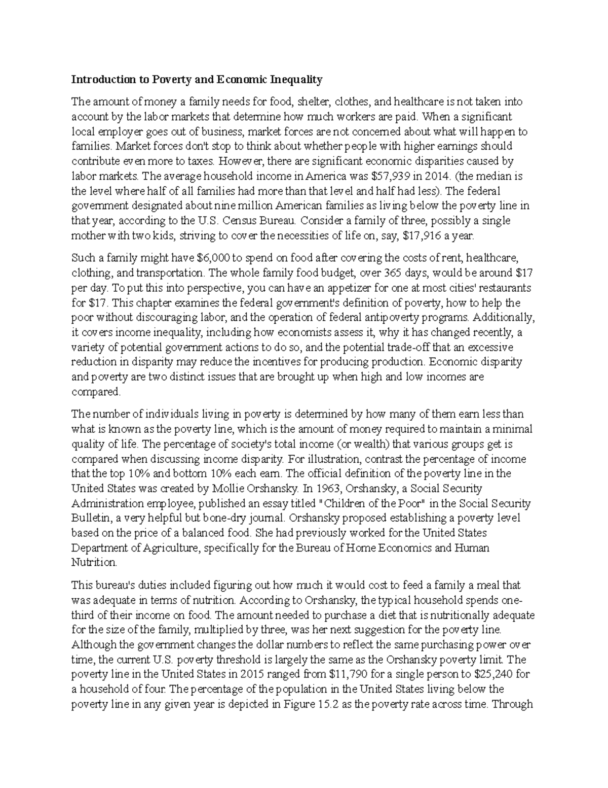 Introduction to Poverty and Economic Inequality - When a significant