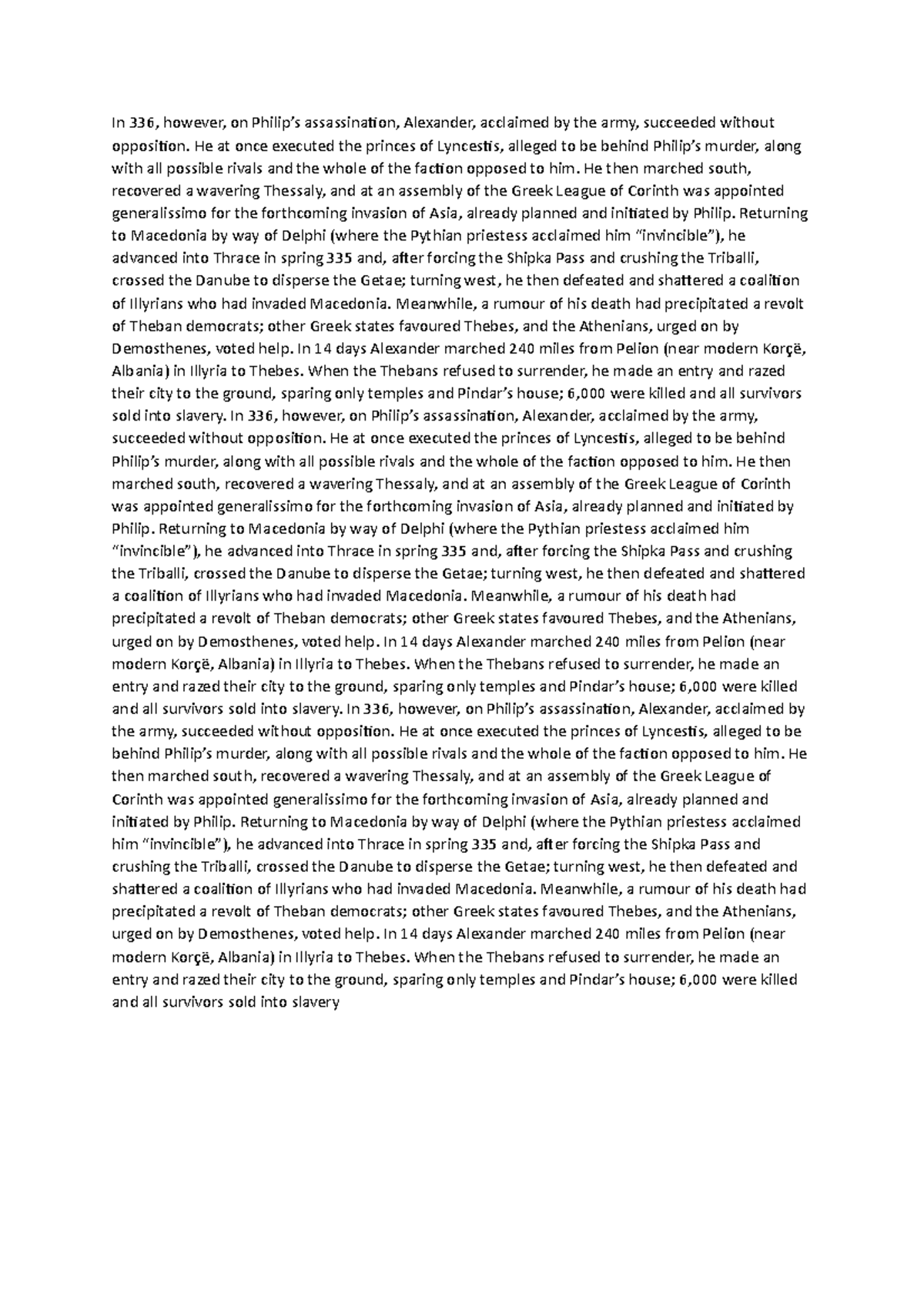 In 336 - In 336, however, on Philip’s assassination, Alexander ...