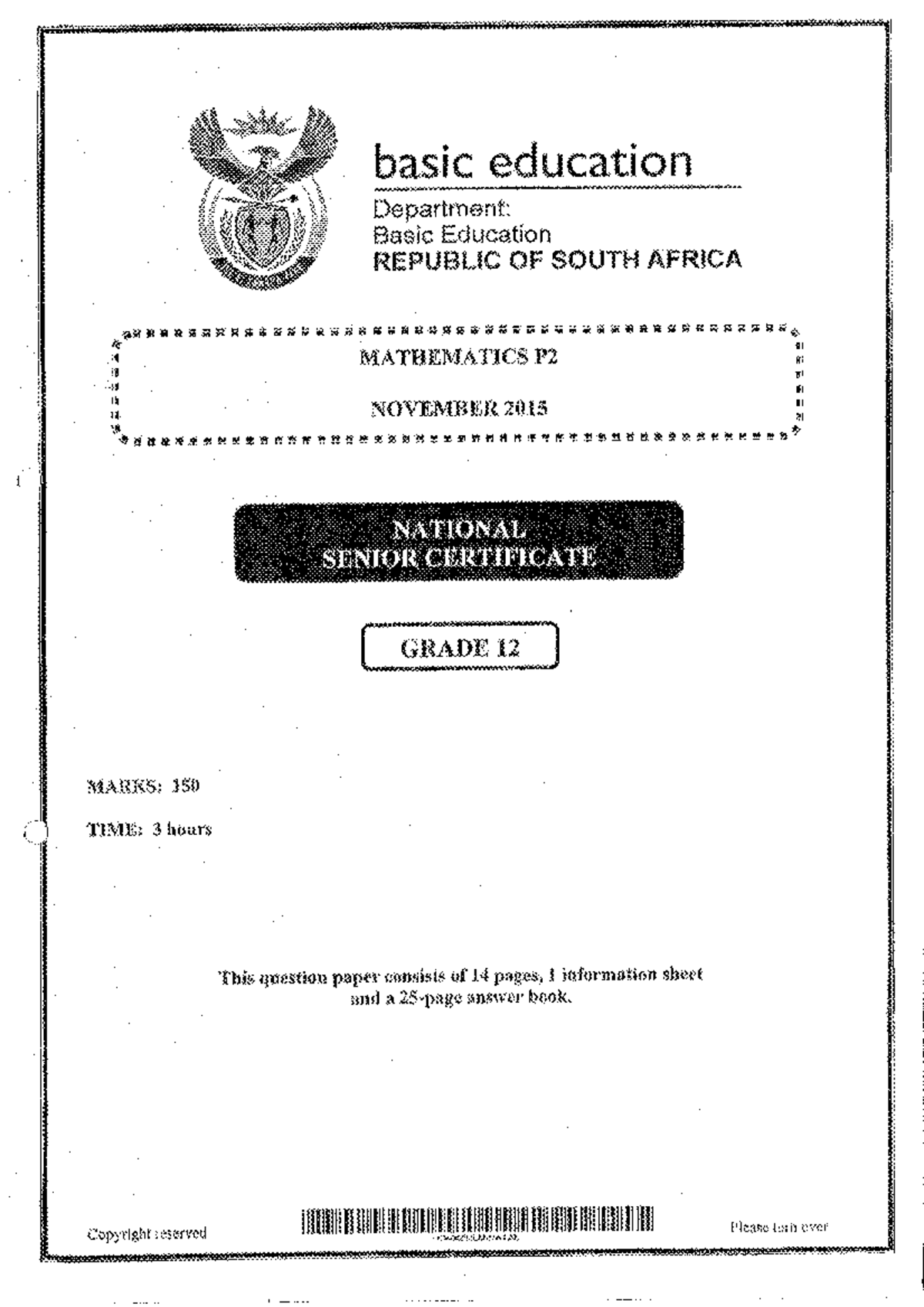 2015-NOV- Maths-P2-QP-ONLY - Studocu