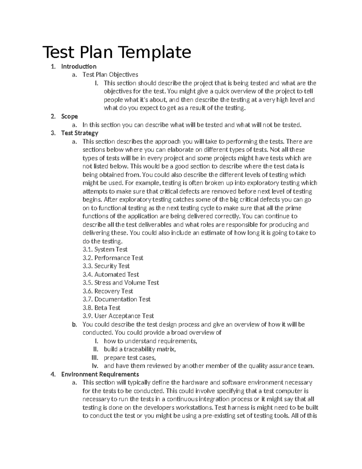 Test-plan-template - Tagged - Test Plan Template Introduction a. Test ...