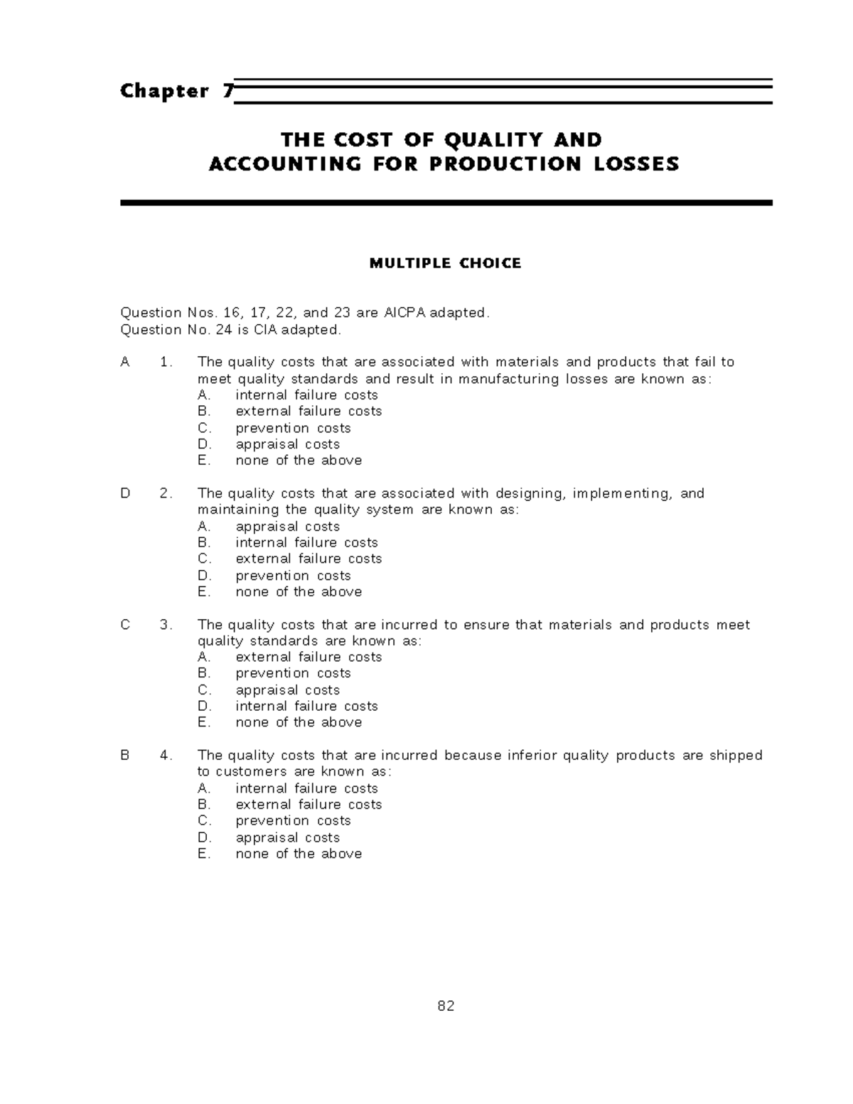 20602009 7-Ch07 - Lecture notes 1 - Chapter 7 THE COST OF QUALITY AND ...