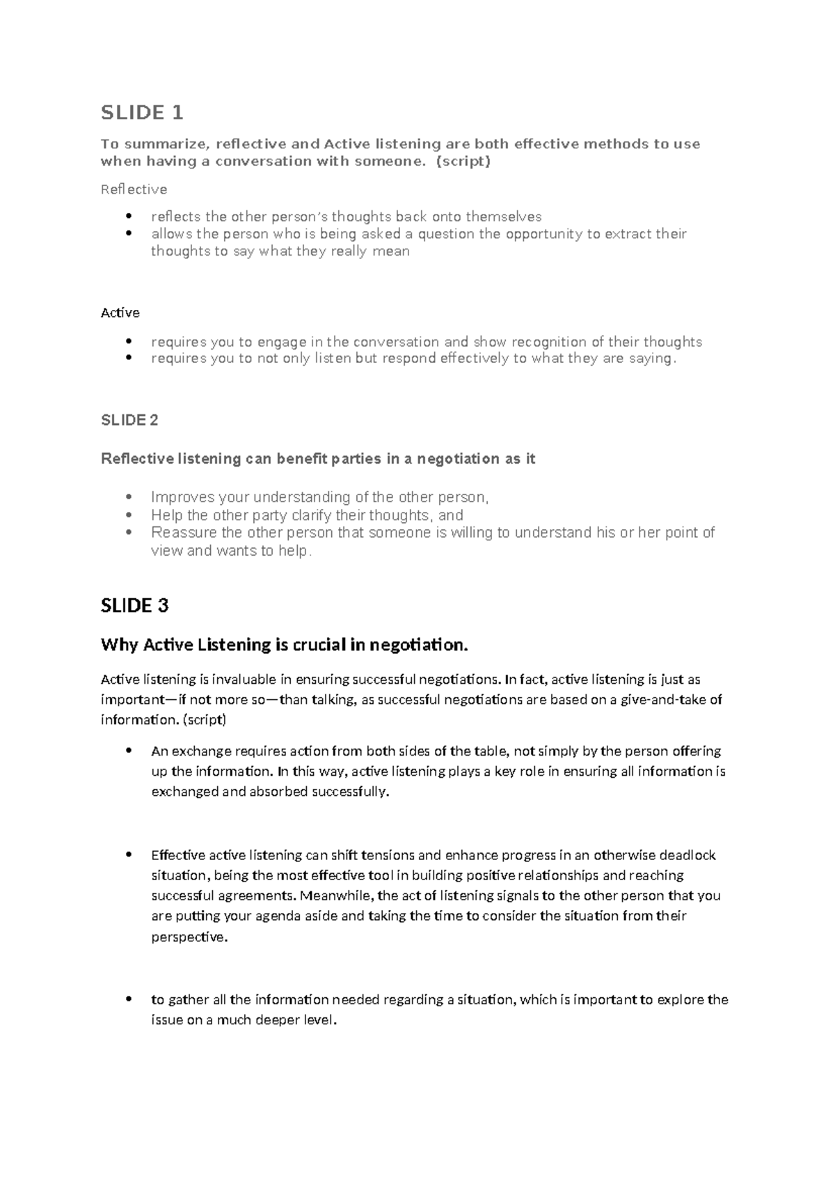 ABC Script lecture note - SLIDE 1 To summarize, reflective and Active ...
