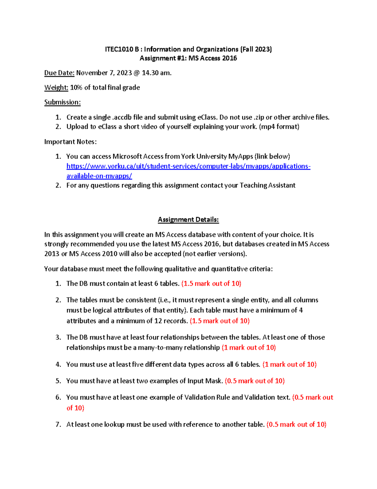 ITEC1010 B -Assignment 1 - MS Access - ITEC1010 B : Information and ...