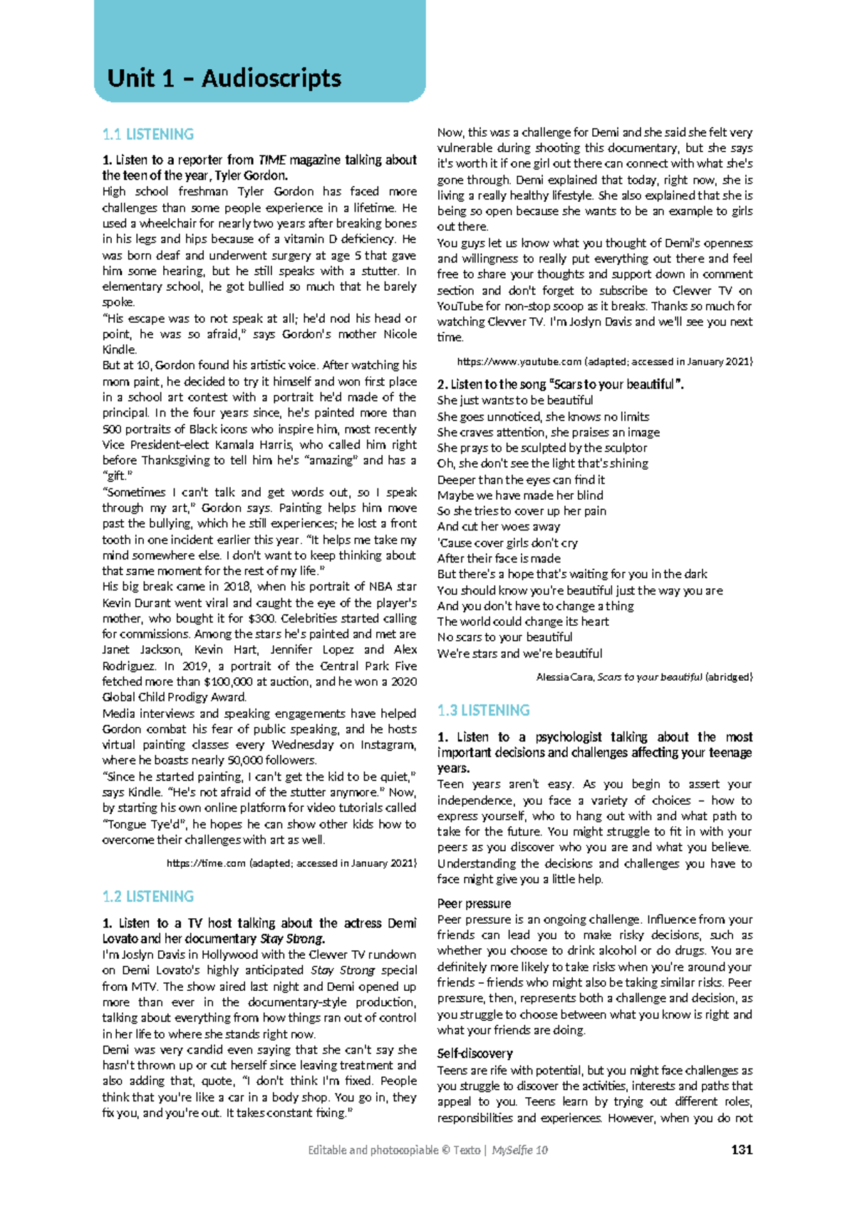 Audioscripts U1 - Soluções livro prof - 1 LISTENING 1. Listen to a ...