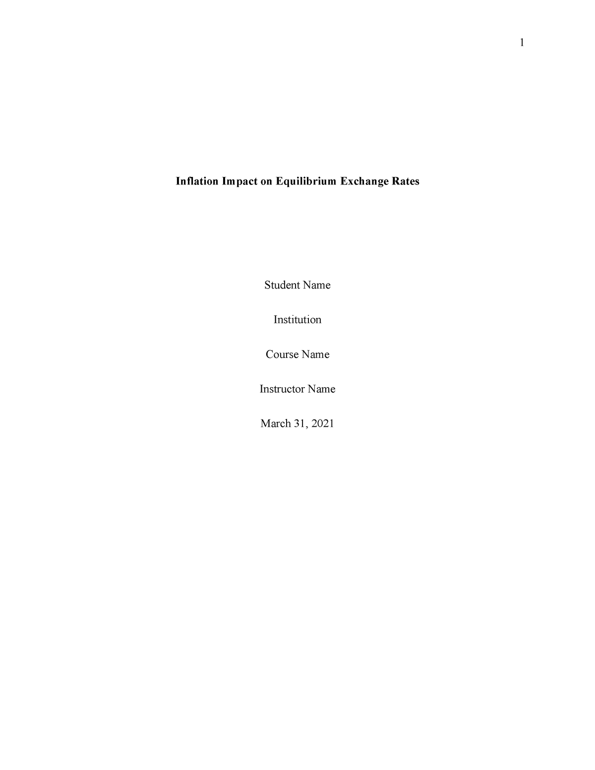 Inflation Impact on Equilibrium Exchange Rates - US and UK goods are ...