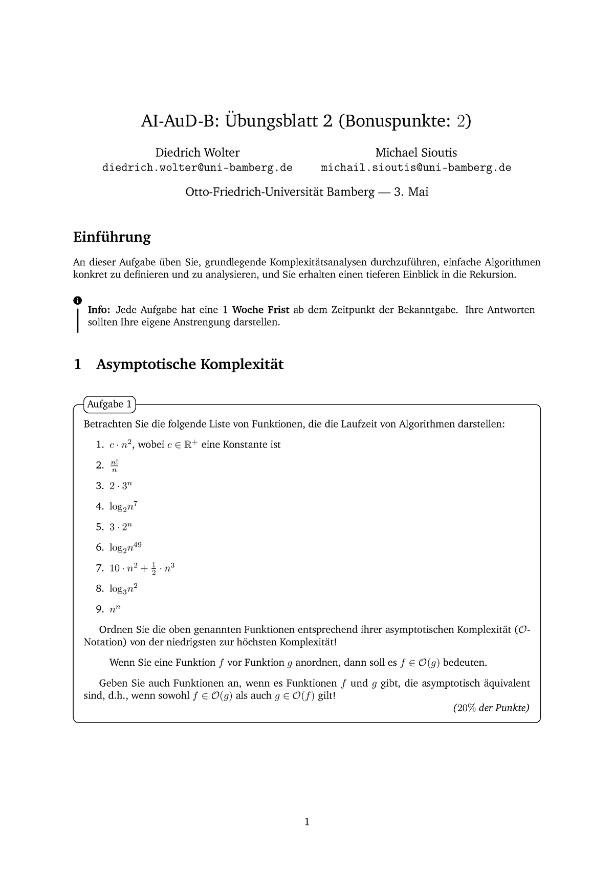 Aufgabe 2 (Deutsch) - Bla - AI-AuD-B: Übungsblatt 2 (Bonuspunkte: 2 ...