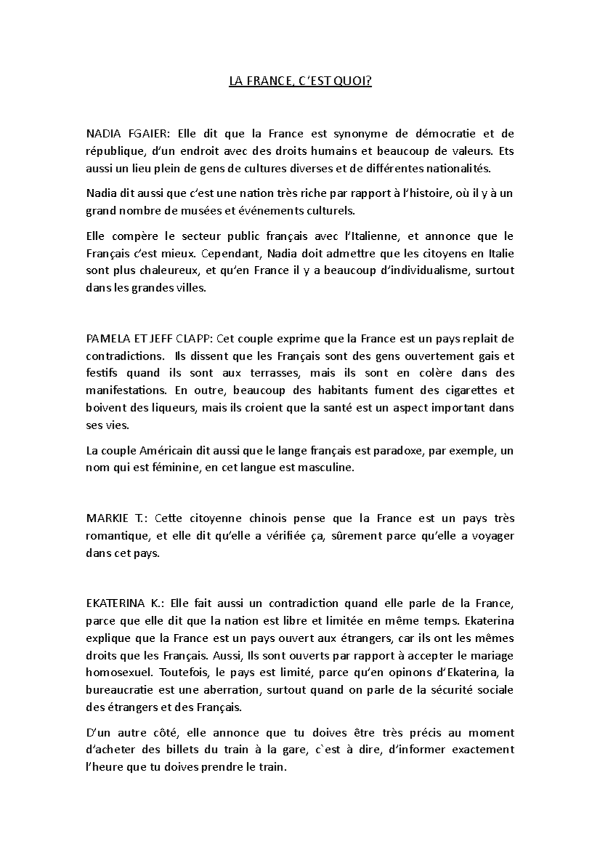 La france, c'est quoi apuntes francés LA FRANCE, C’EST QUOI? NADIA