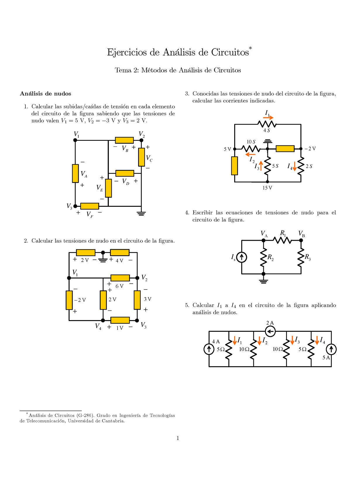 Ejercicios Metodos De Analisis Ejercicios De Anlisis De Circuitos Tema M Todos De An