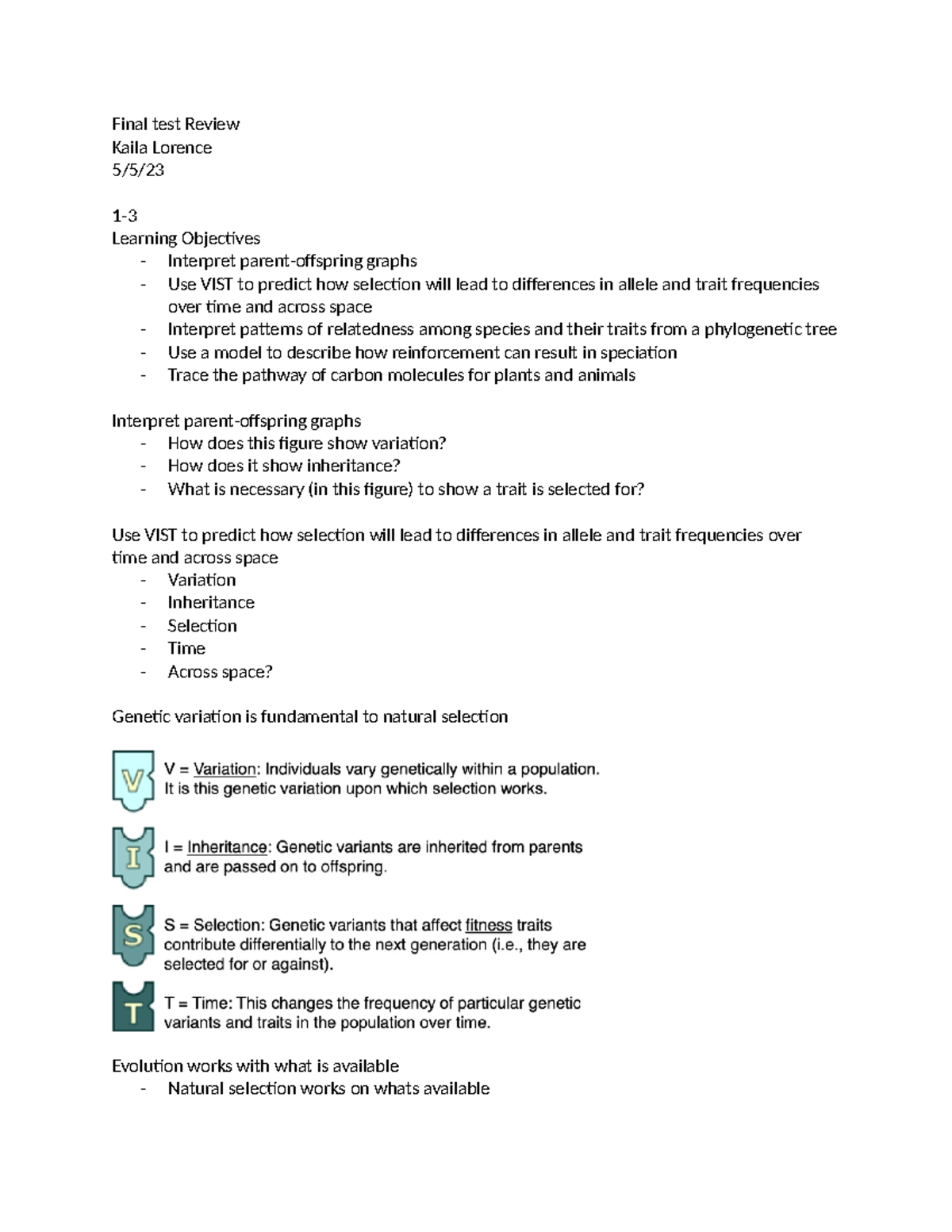 Final test Review 5:5 - Summary Fundamentals Of Biology II - Final test ...