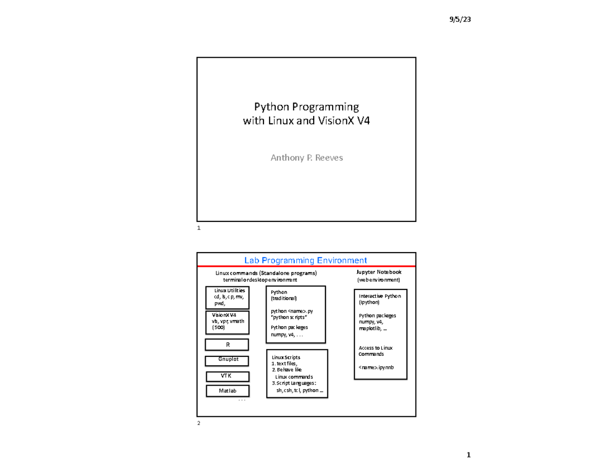 Vxpython-2 - lecture notes - Python Programming with Linux and VisionX ...