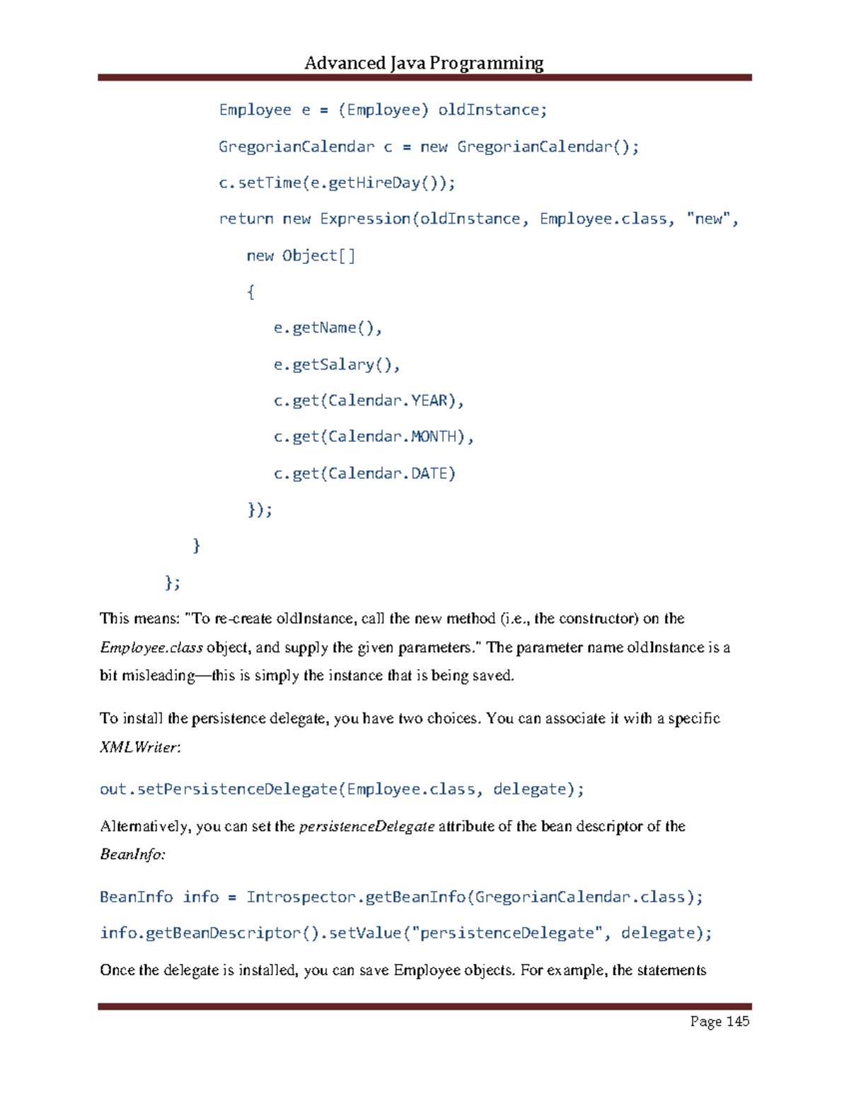 Advanced Java Programming Notes - Employee e = (Employee) oldInstance ...