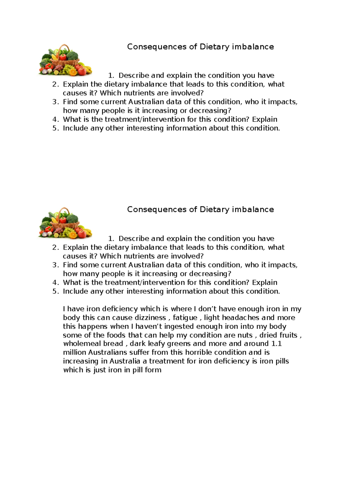Image showcasing Consequences of Dietary imbalance - Describe and explain the condition ...