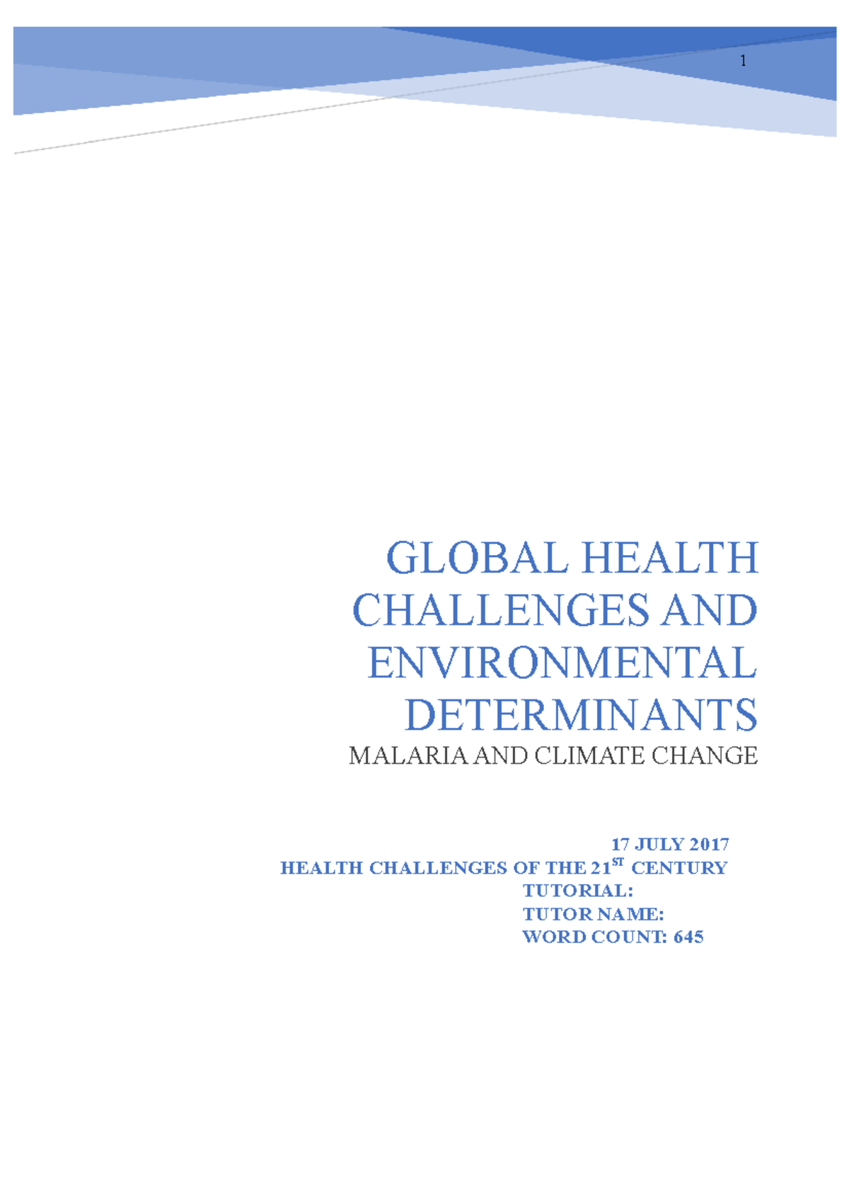 1205MED Health Challenges of the 21st Century Final - GLOBAL HEALTH ...
