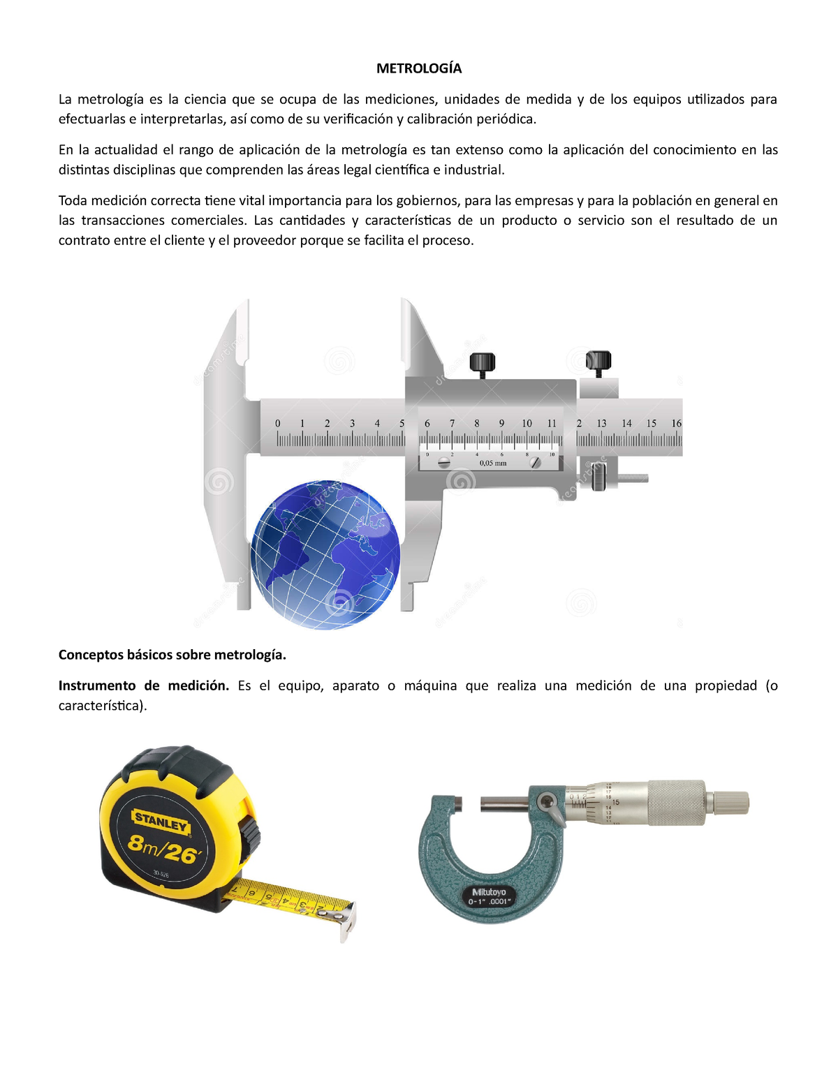 Material Sobre Metrología MetrologÍa La Metrología Es La Ciencia Que