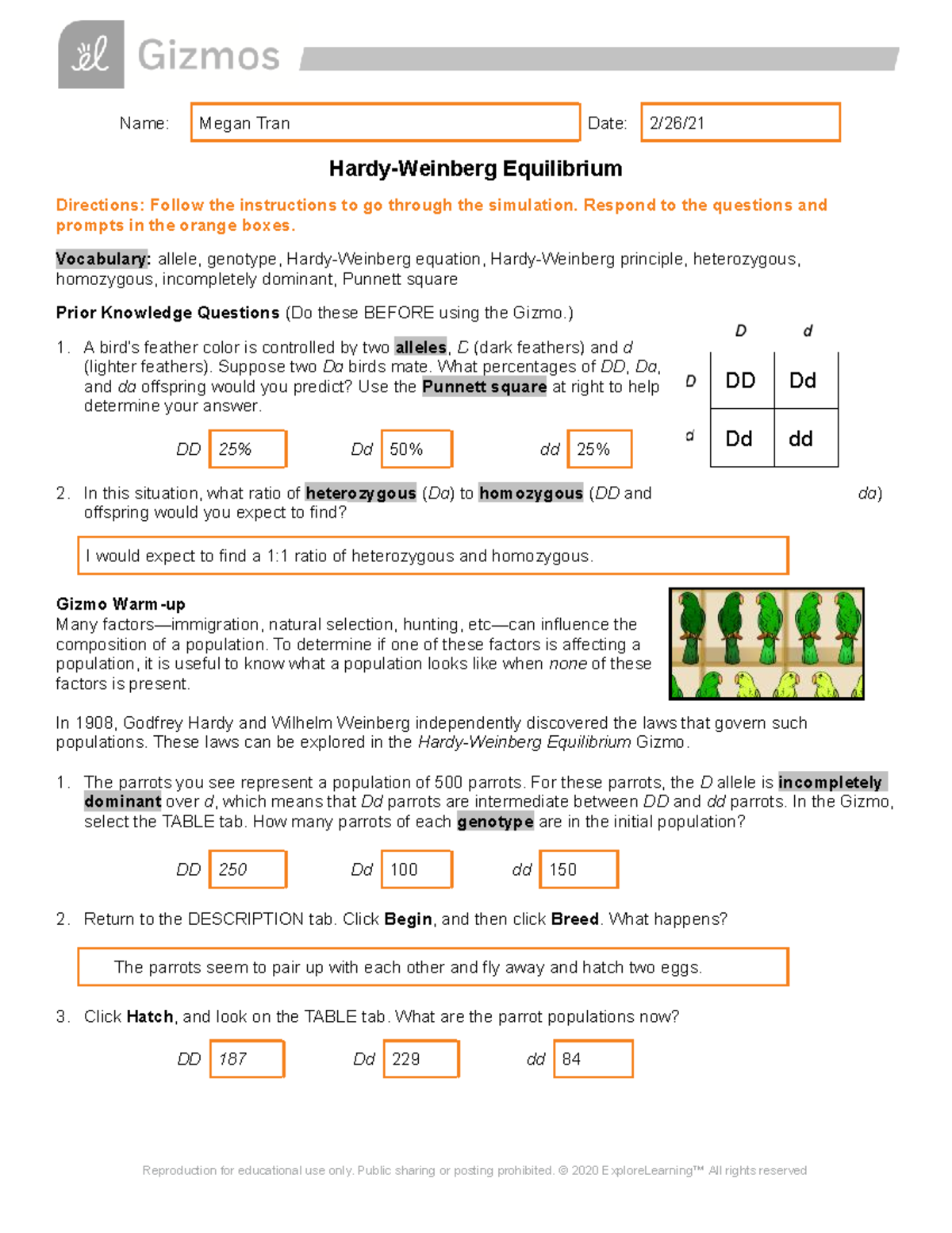 Analyzing Population Evolution in Parrots - Name: Megan Tran Date: 2/26 ...