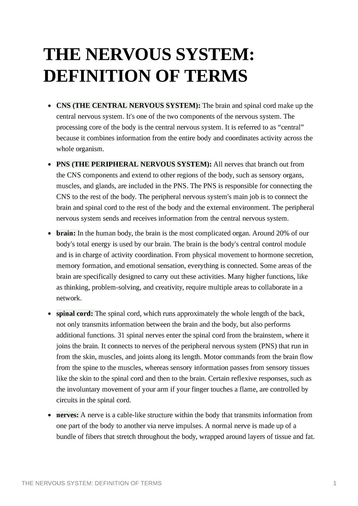 the-nervous-system-definition-of-terms-the-nervous-system-definition