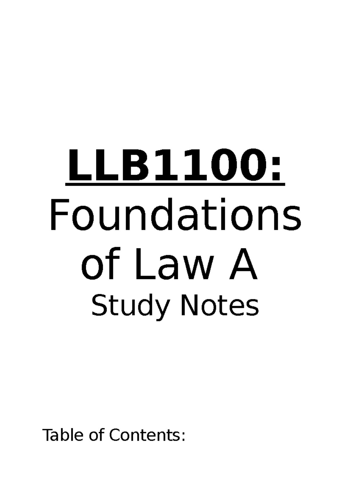 LLB1100- Foundations Of Law A Study Notes - LLB1100: Foundations Of Law ...