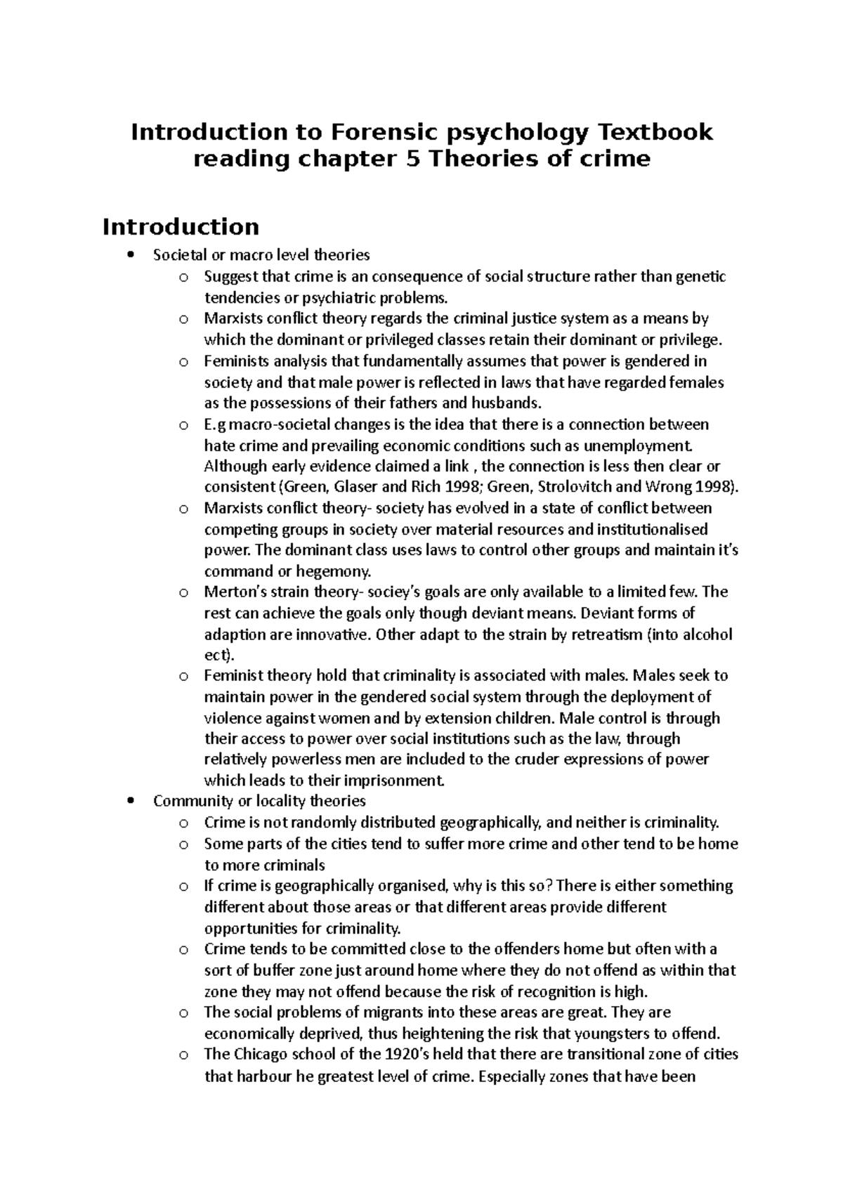 Introduction To Forensic Psychology Summary Of Assigned Reading-week 2 ...