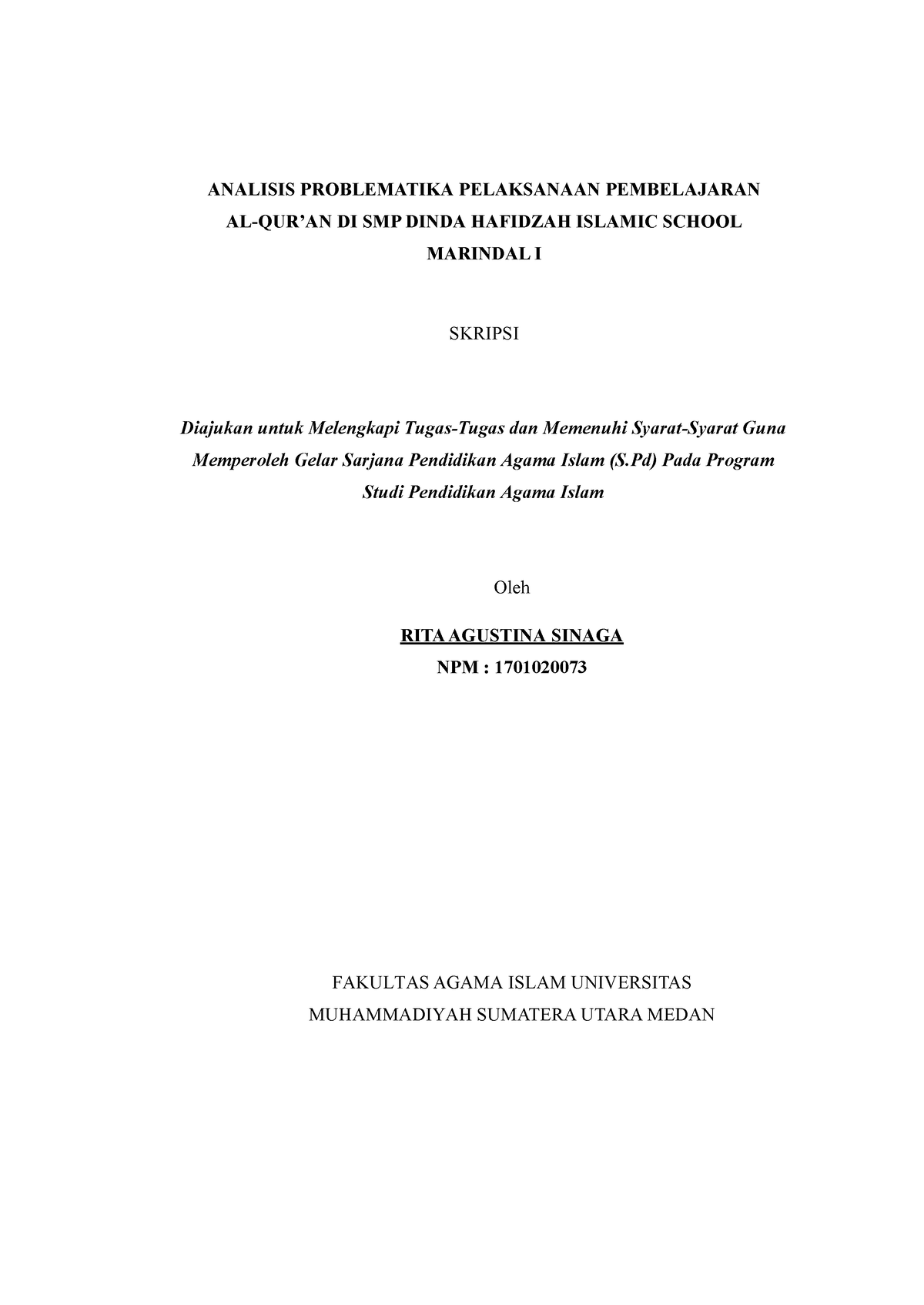 Analisis Problematika Pembelajaran AL-QUR’AN - ANALISIS PROBLEMATIKA ...