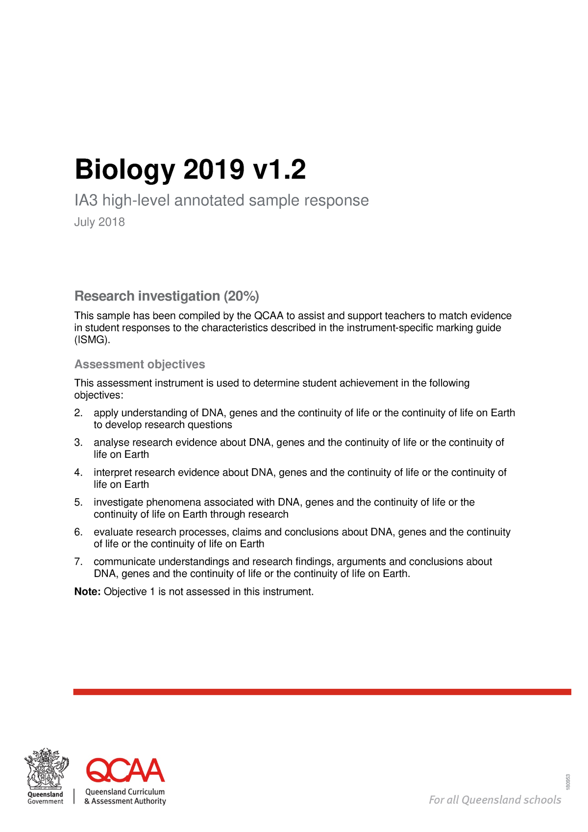 Senior Biology IA3 Exemplar - 180953 Biology 2019 V1. IA3 High-level ...