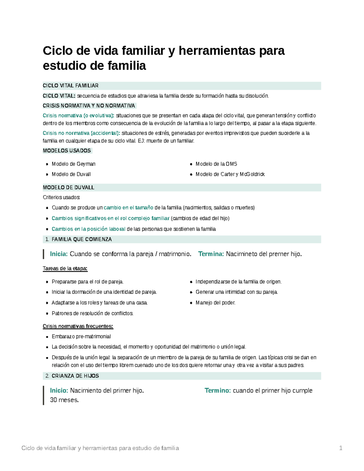 Ciclo de vida familiar y herramientas para estudio de familia - Ciclo de  vida familiar y - Studocu