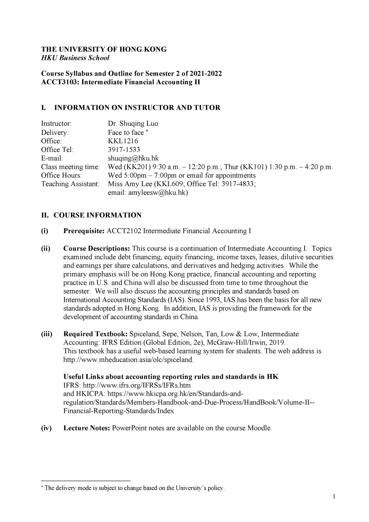 ACCT3103 21-22 syllabus - THE UNIVERSITY OF HONG KONG HKU Business ...