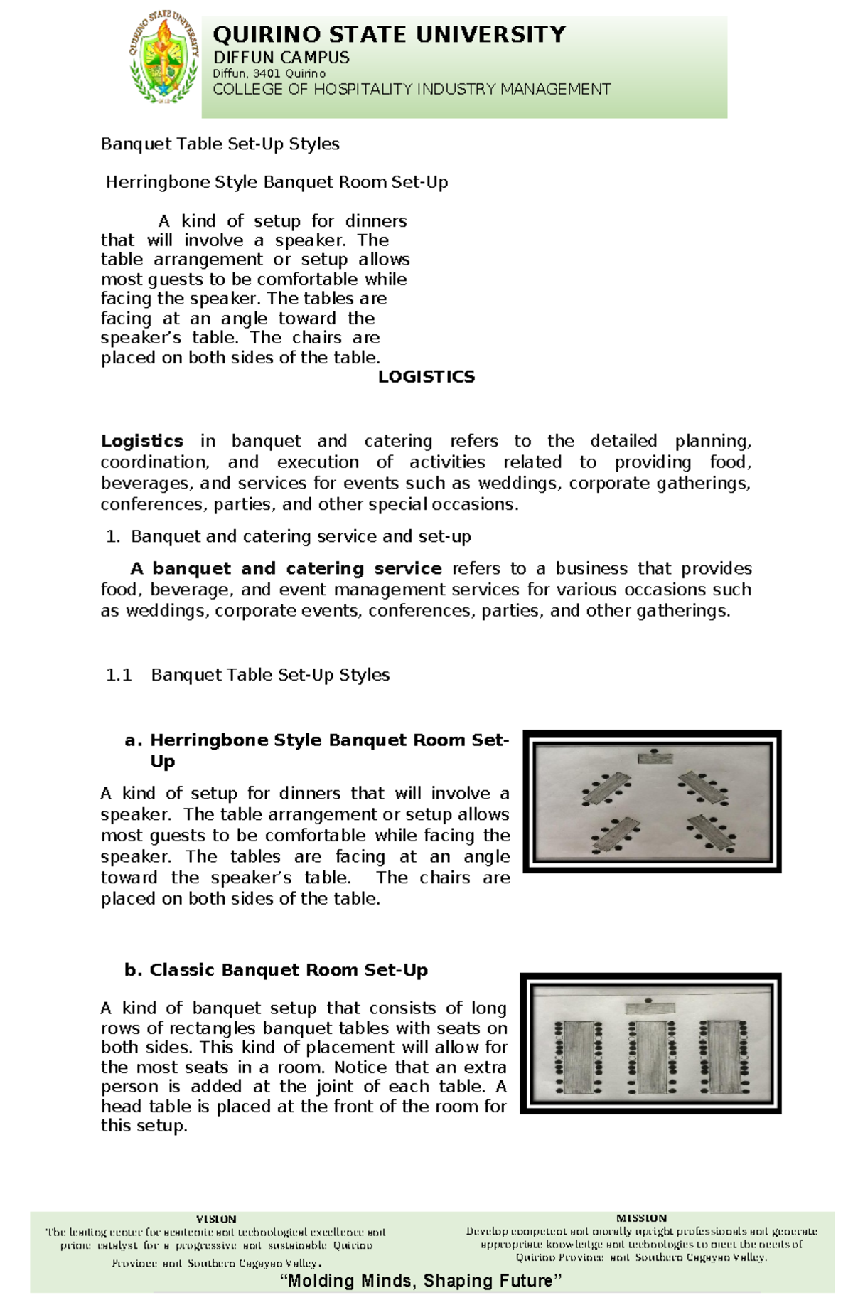 Lesson 4 - Banquet and catering - DIFFUN CAMPUS Diffun, 3401 Quirino ...