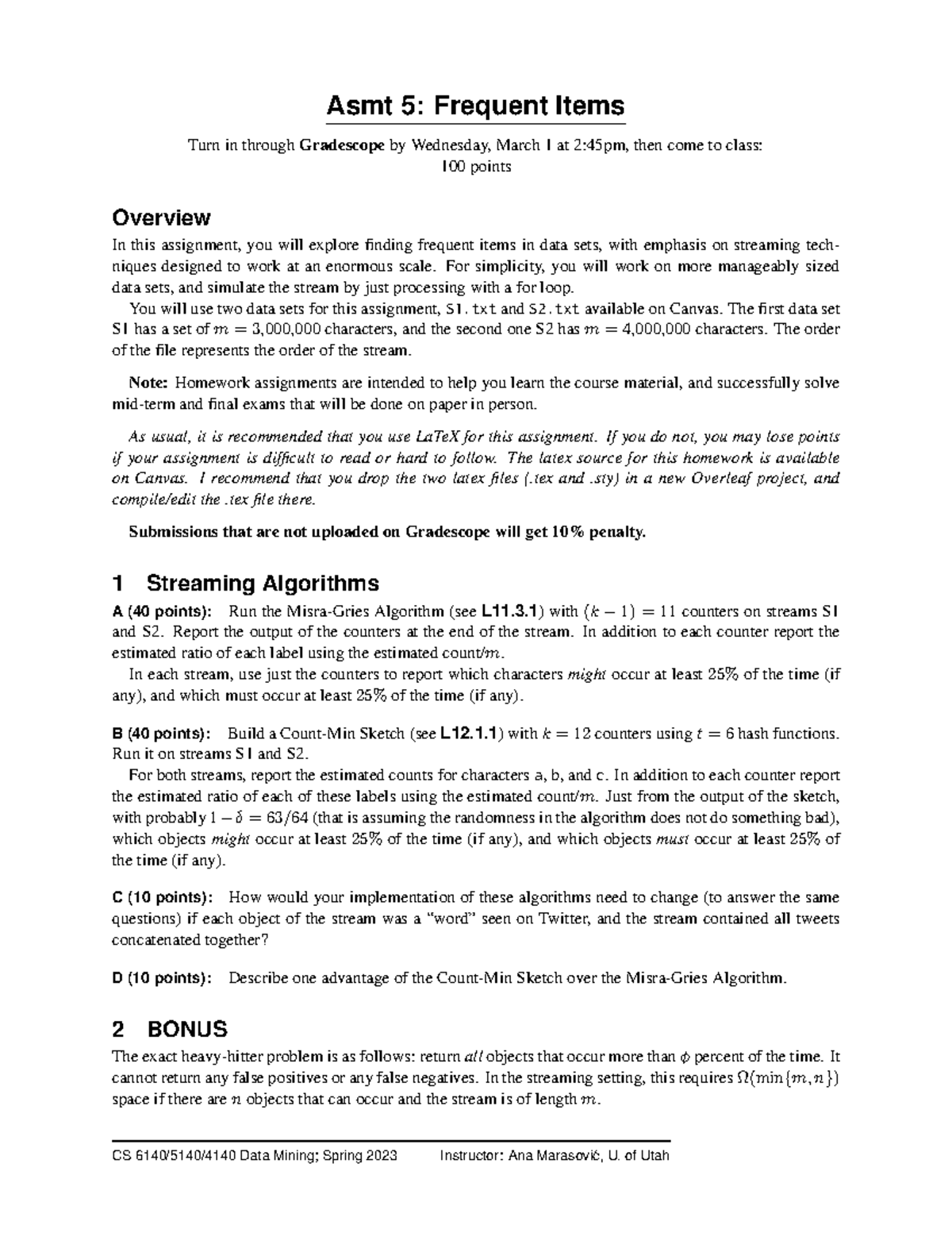 A5-Frequent-3 - Assignments - Asmt 5: Frequent Items Turn in through ...