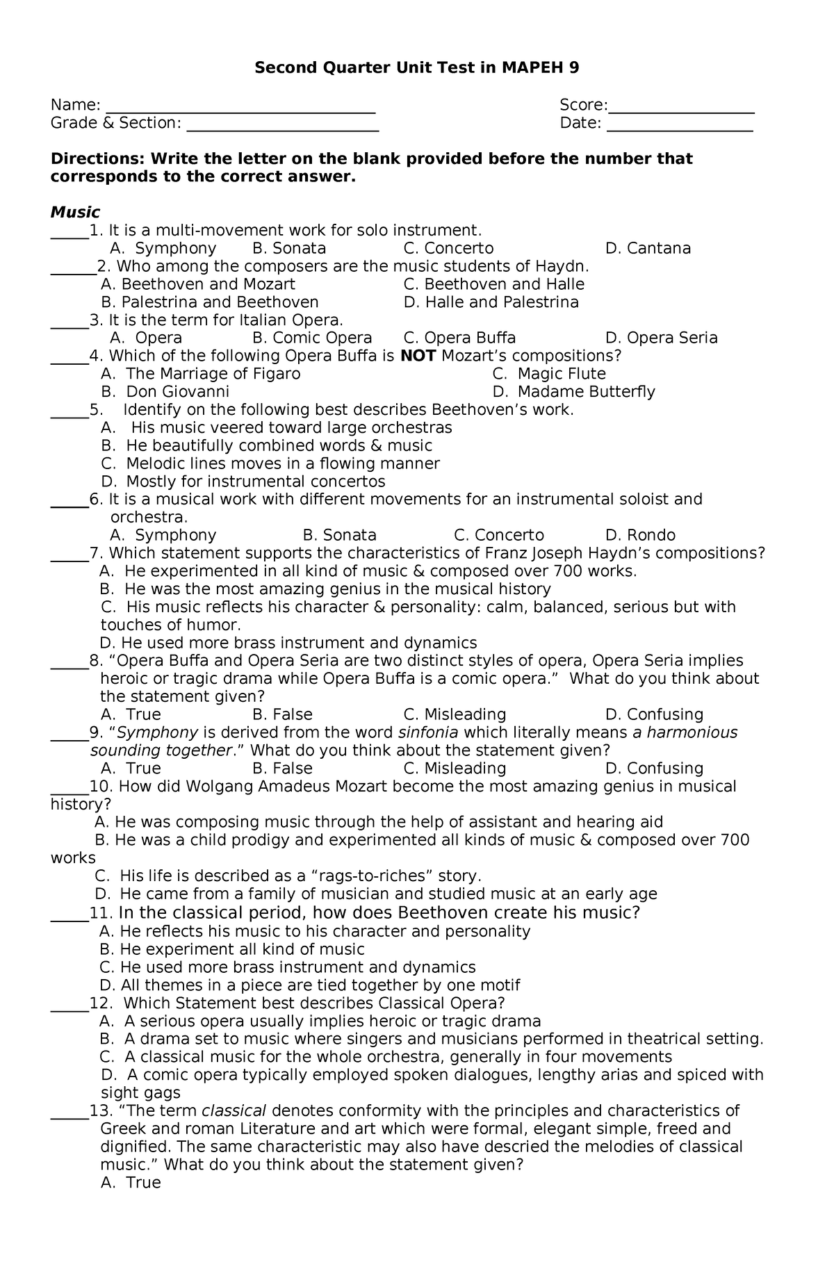 Q2 Mapeh Unit Test 23 24 Second Quarter Unit Test In MAPEH 9 Name   Thumb 1200 1829 