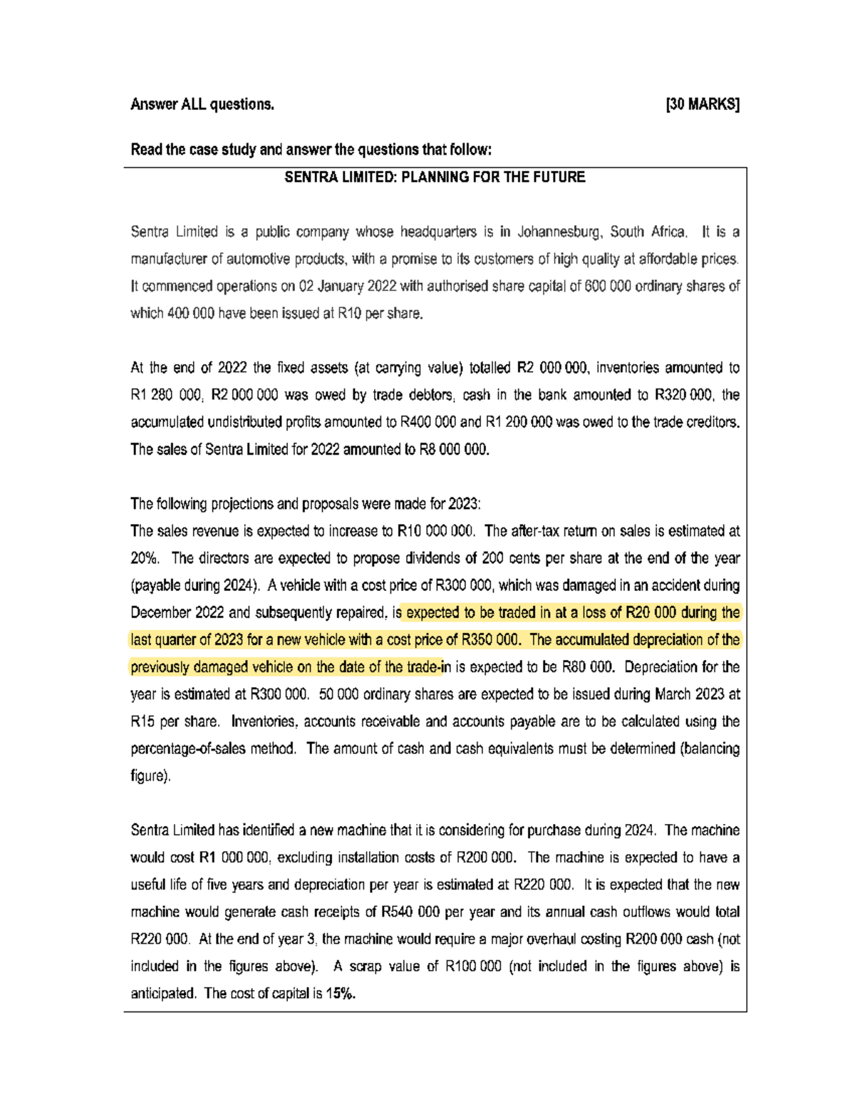 case study questions on financial management