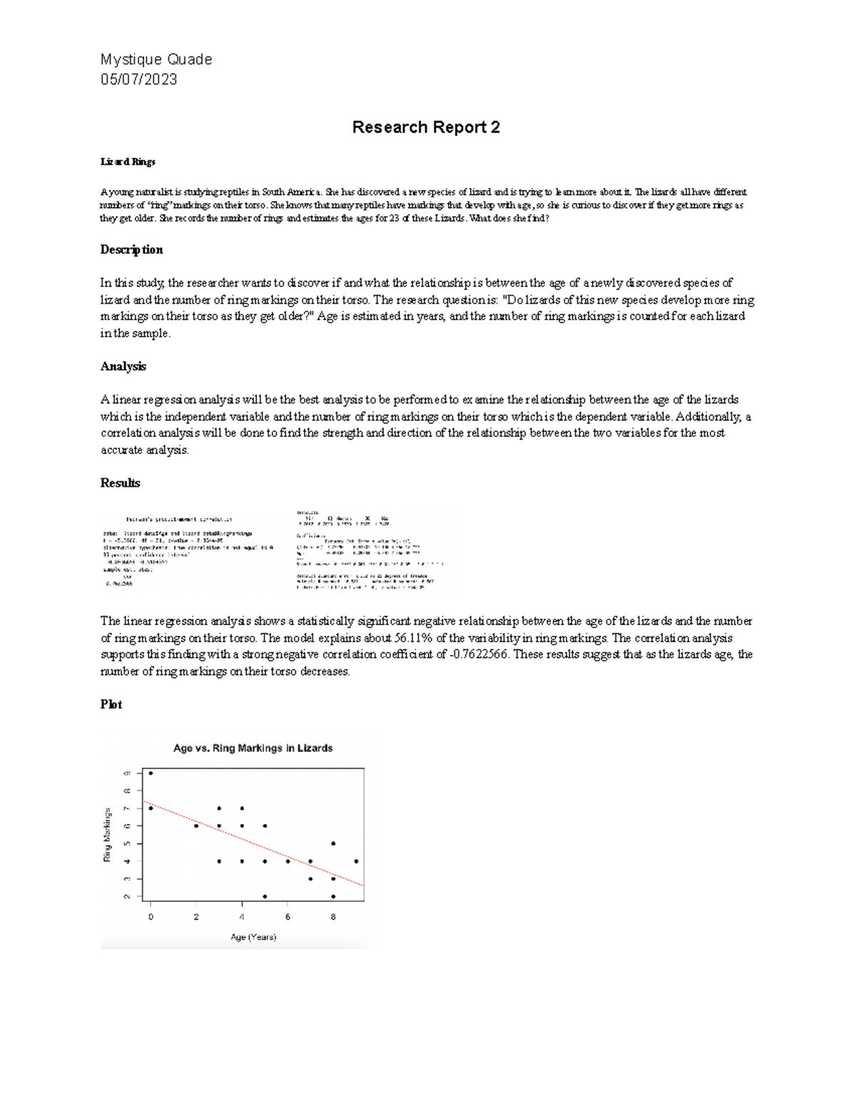 Research Report 2 - Mystique Quade 05/07/ Research Report 2 Lizard ...