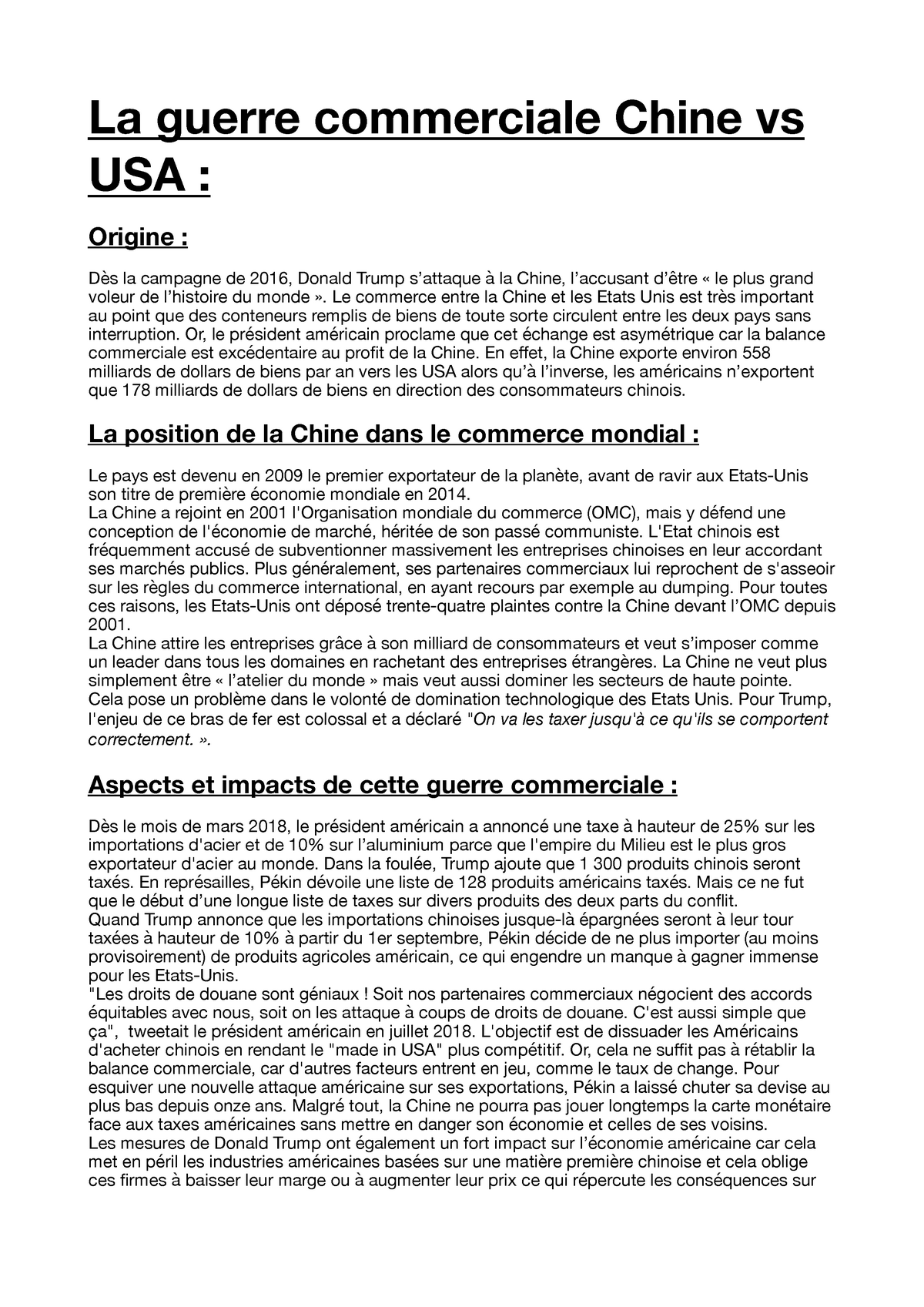 Guerre Commerciale Chine/USA - La Guerre Commerciale Chine Vs USA ...