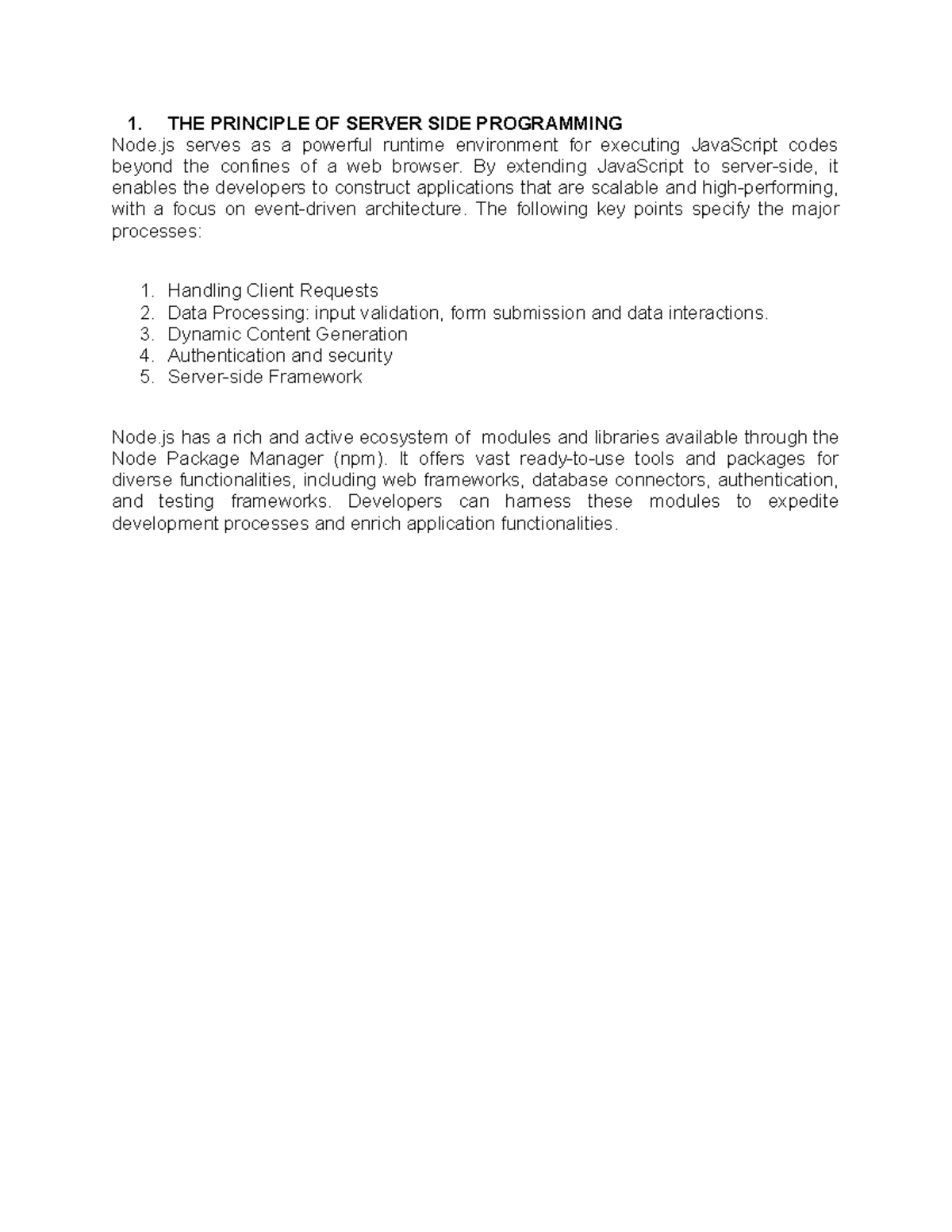 Doc - werwrrwr - 1. THE PRINCIPLE OF SERVER SIDE PROGRAMMING Node ...