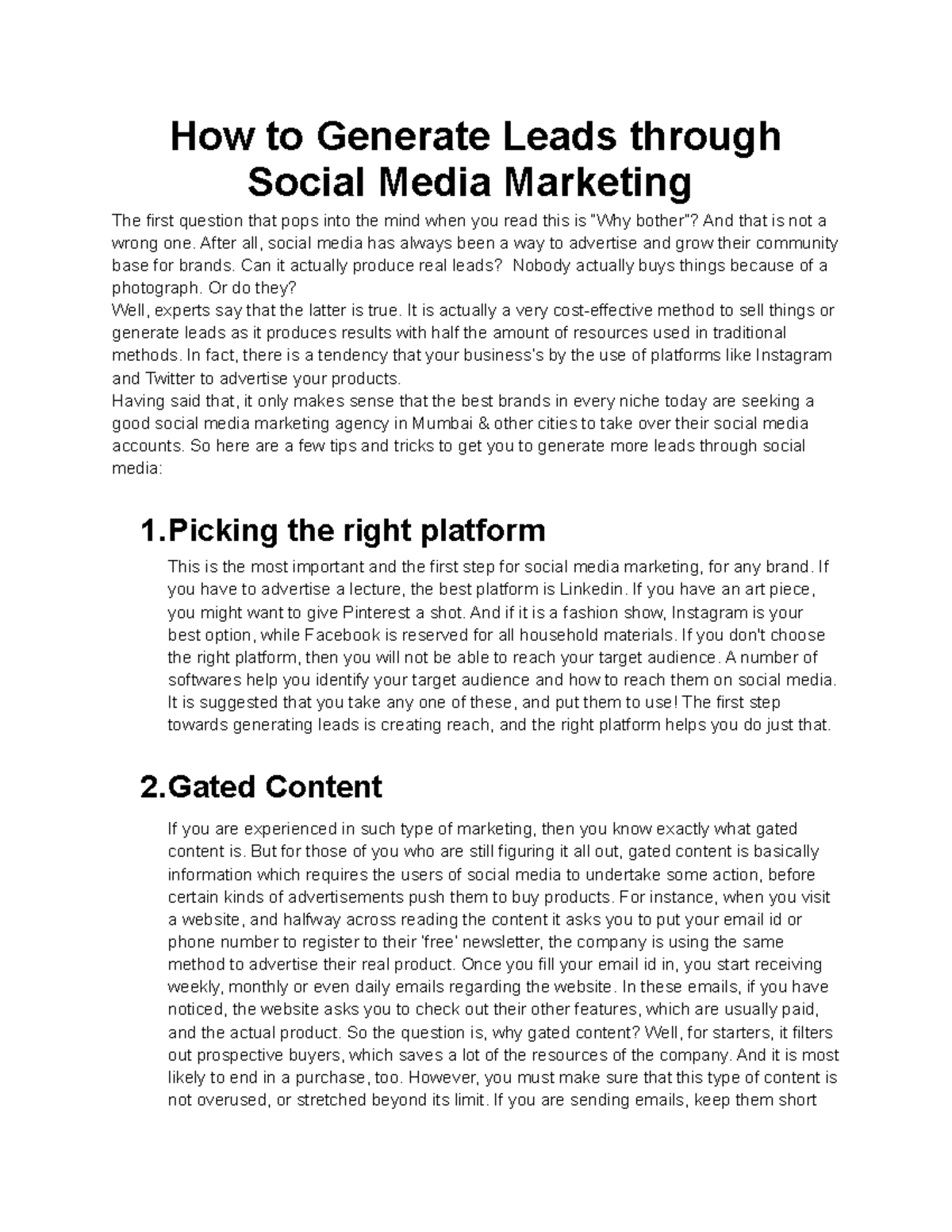 How to Generate Leads through Social Media Marketing - Digital ...