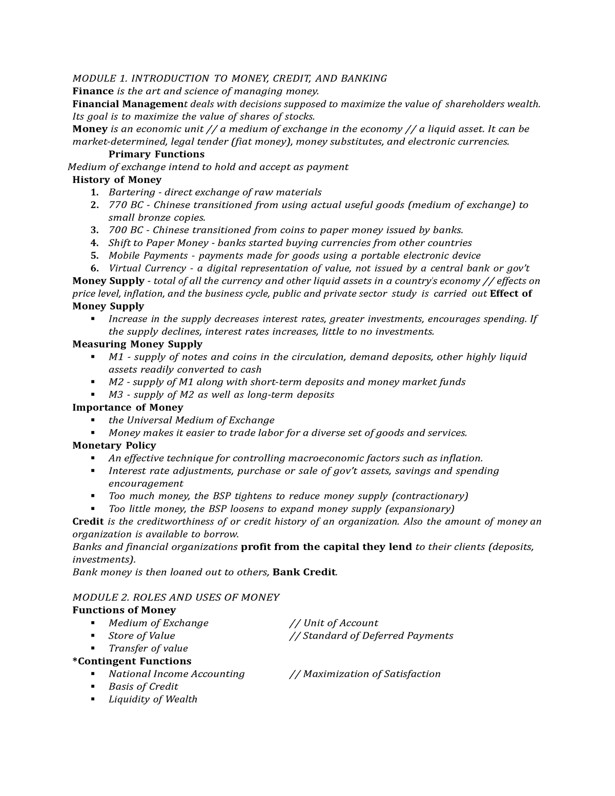 FIN001-rev - financial management reviewer - MODULE 1. INTRODUCTION TO ...