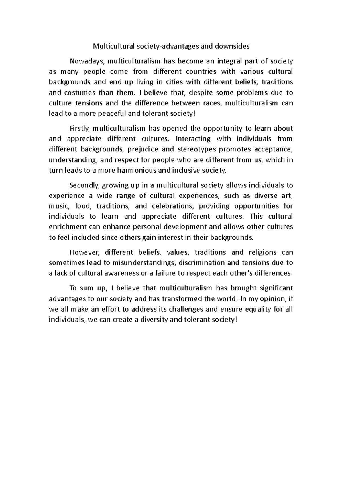 Multicultural society - Multicultural society-advantages and downsides ...