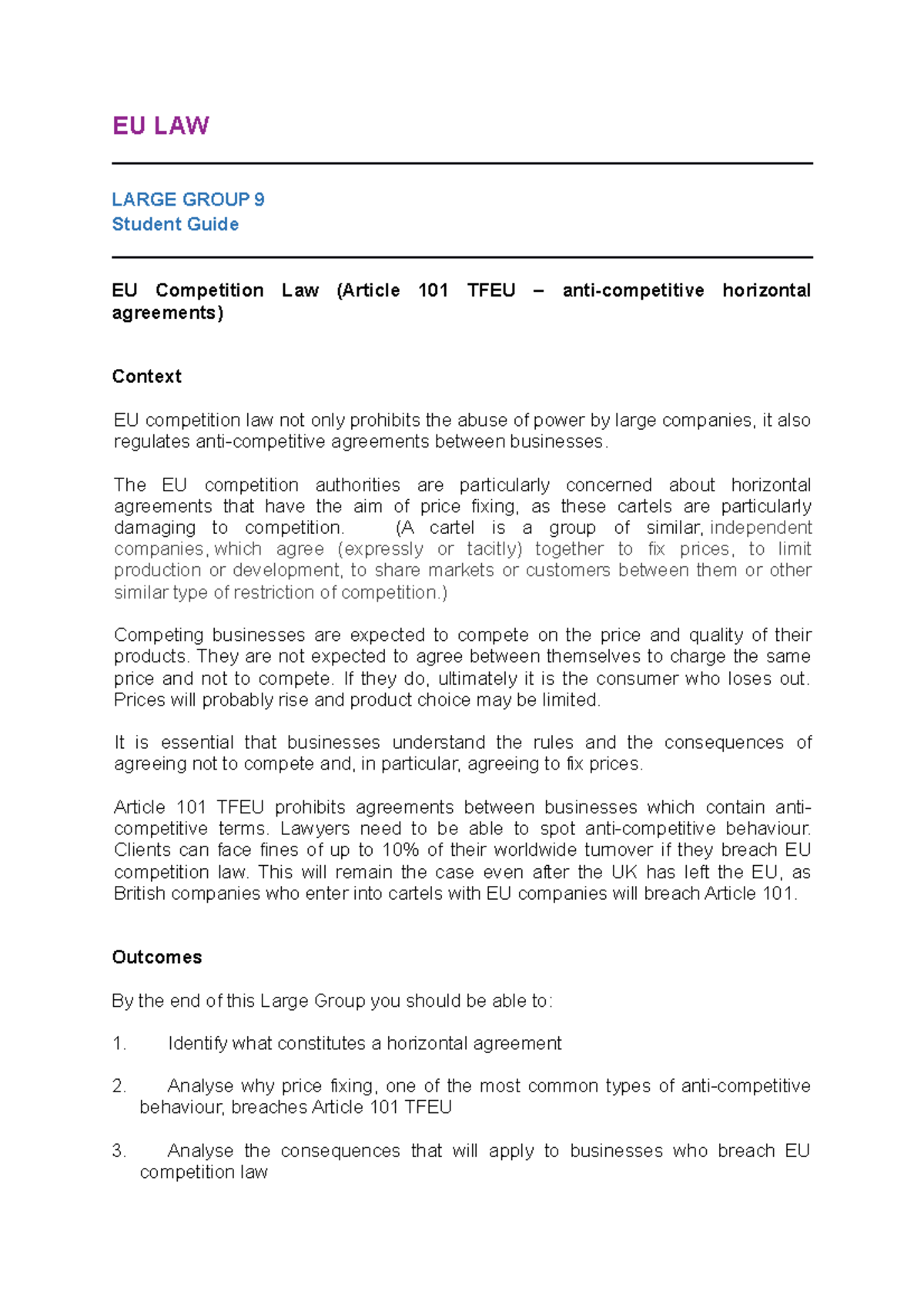 Student Guide - Land law - EU LAW LARGE GROUP 9 Student Guide EU ...