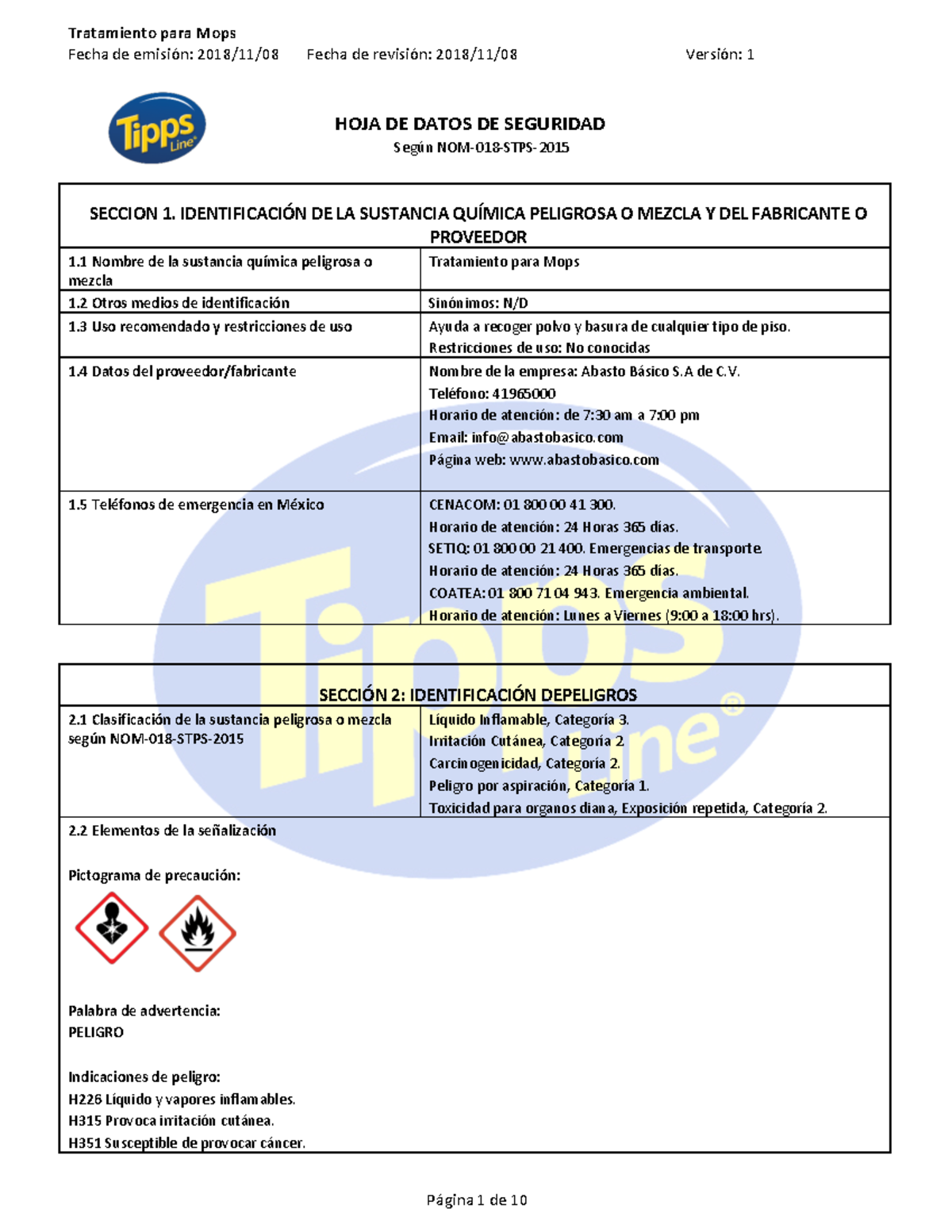 HDS Tipps Line Tratamiento para Mops V1 Fecha de emisión 2018/11/08
