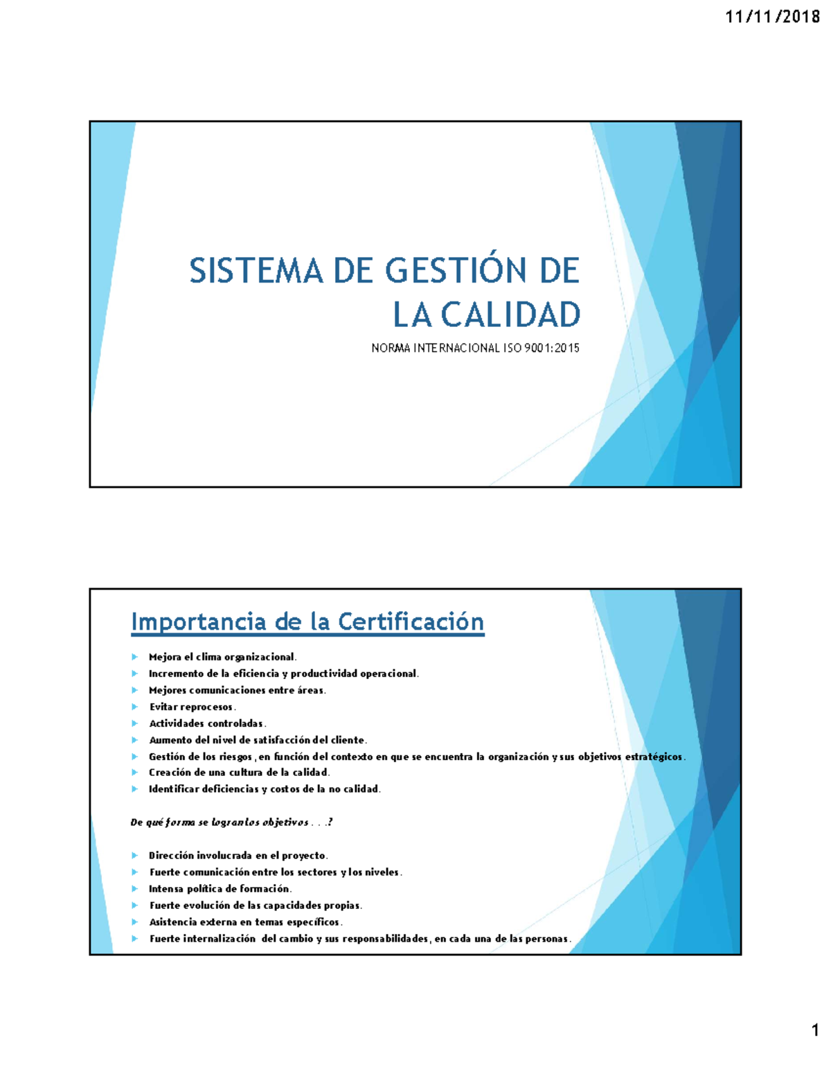 Presentacion Norma ISO 9001 2015 - SISTEMA DE GESTIÓN DE LA CALIDAD ...