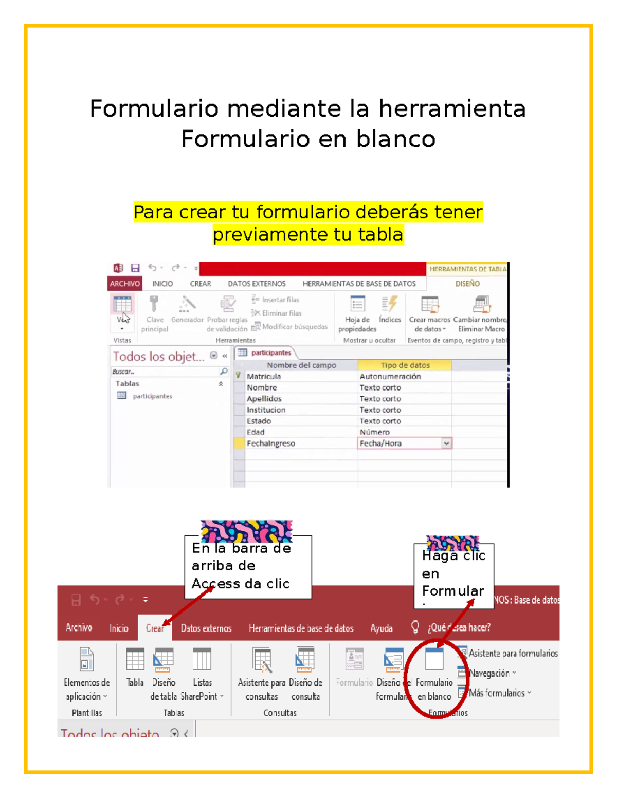 Creacion DE Formularios- Access - Formulario mediante la herramienta ...