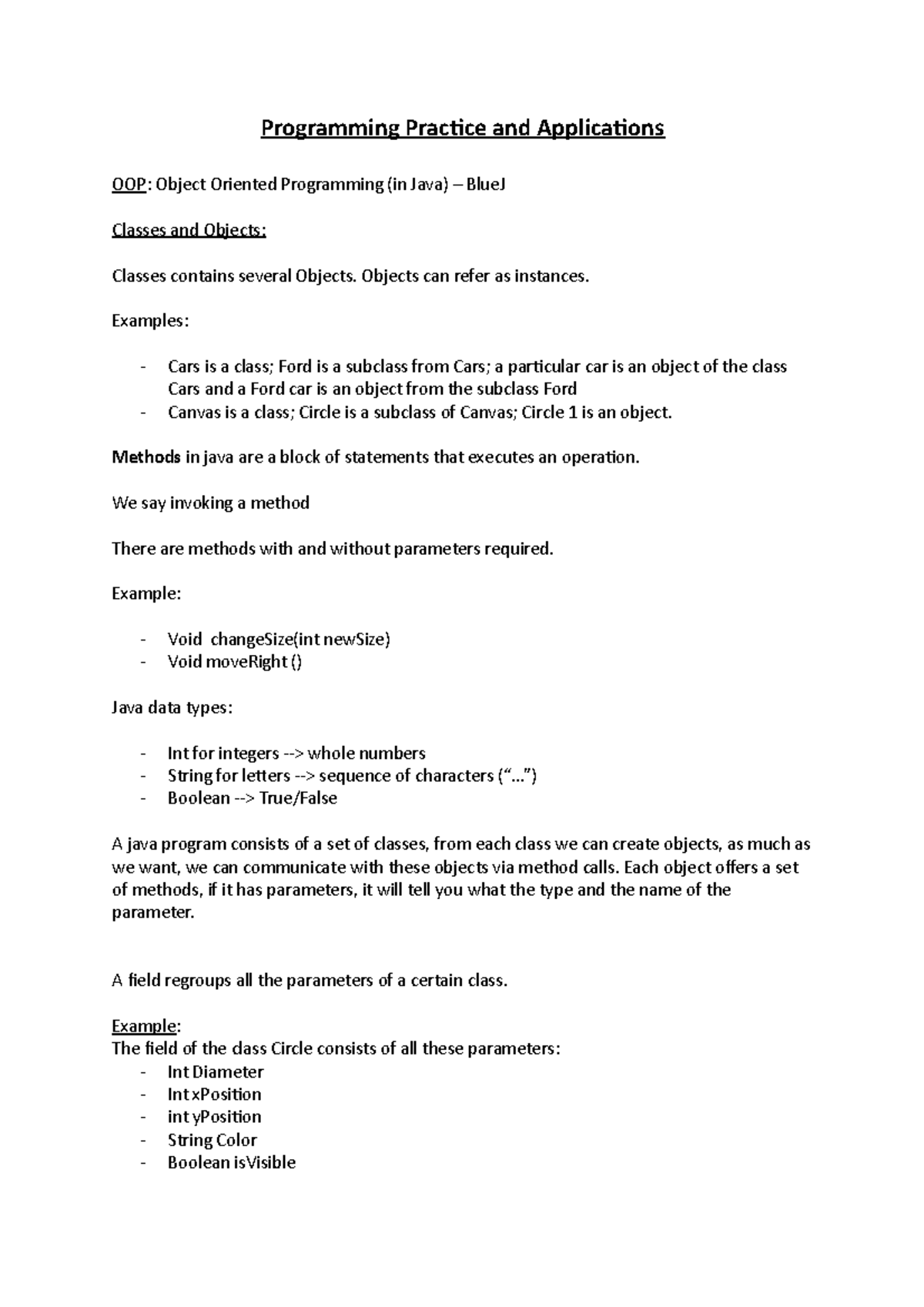 PPA - Lecture notes 1 - Programming Practice and Applications OOP ...