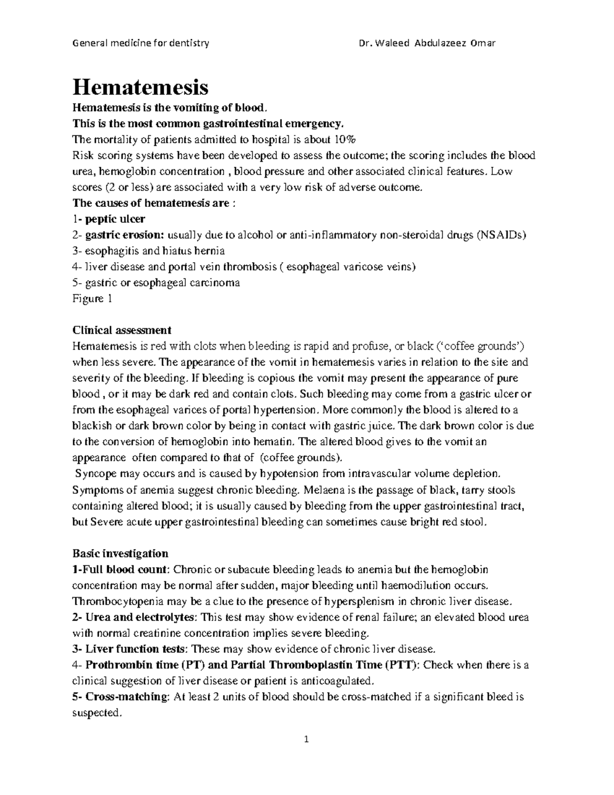 14- hematemesis - General pathology - General medicine for dentistry Dr ...