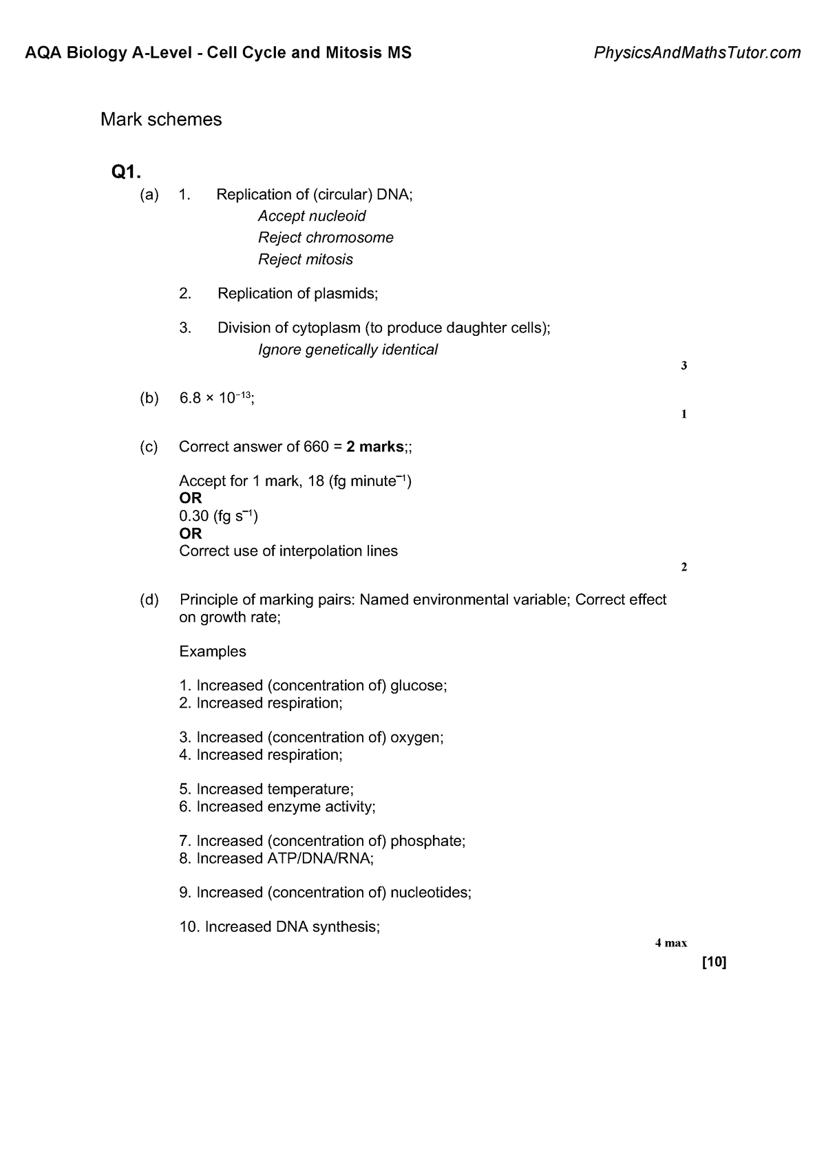 2.2 Cell Cycle and Mitosis MS - Mark schemes Q1. (a) 1. Replication of ...