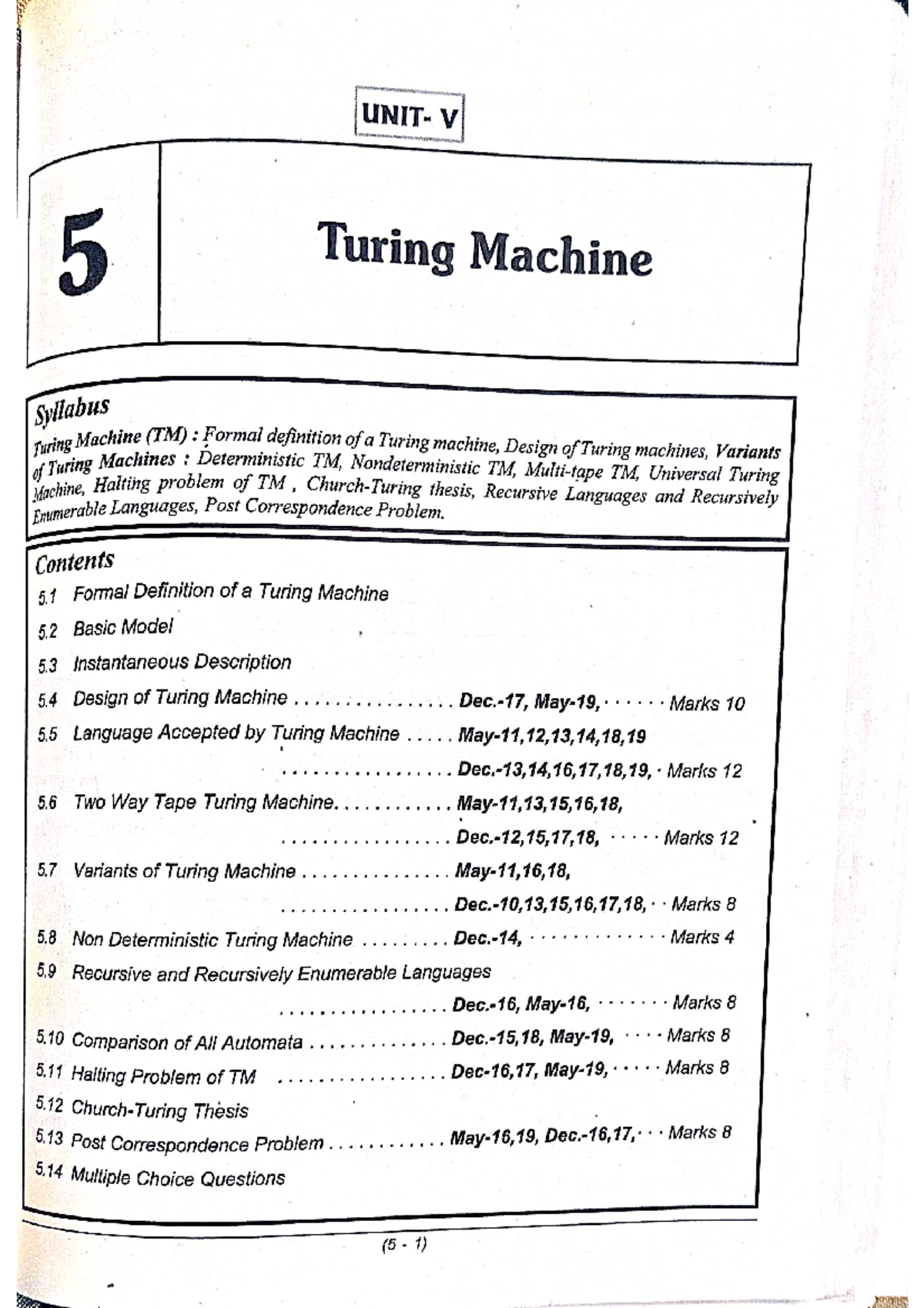 TOC U5 - Theroy of Computation study material - Studocu