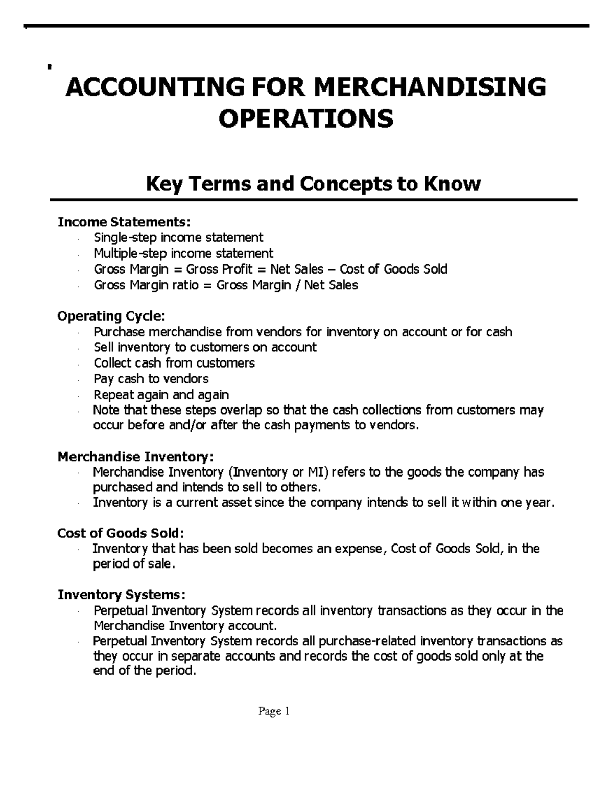 Accounting FOR Merchandising ACCOUNTING FOR MERCHANDISING OPERATIONS