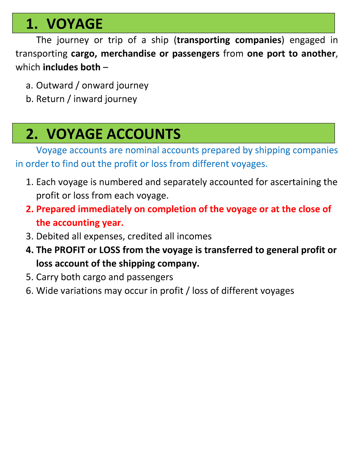 voyage account problems and solutions pdf